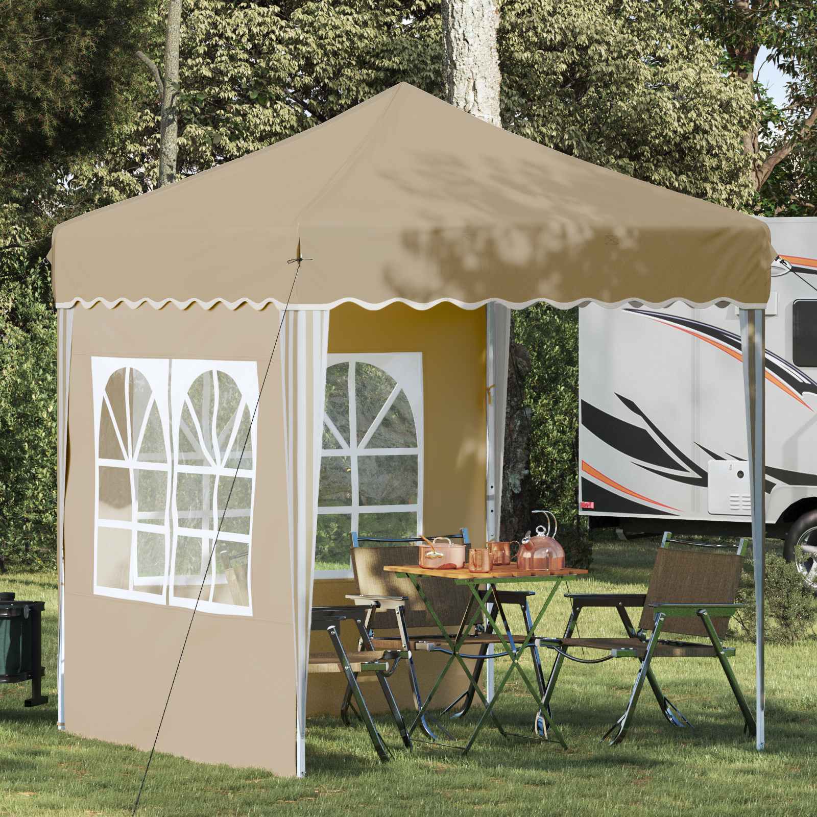 Pop-up partytent 195 x 195 x 245 cm Crèmekleurig Oxford Stof