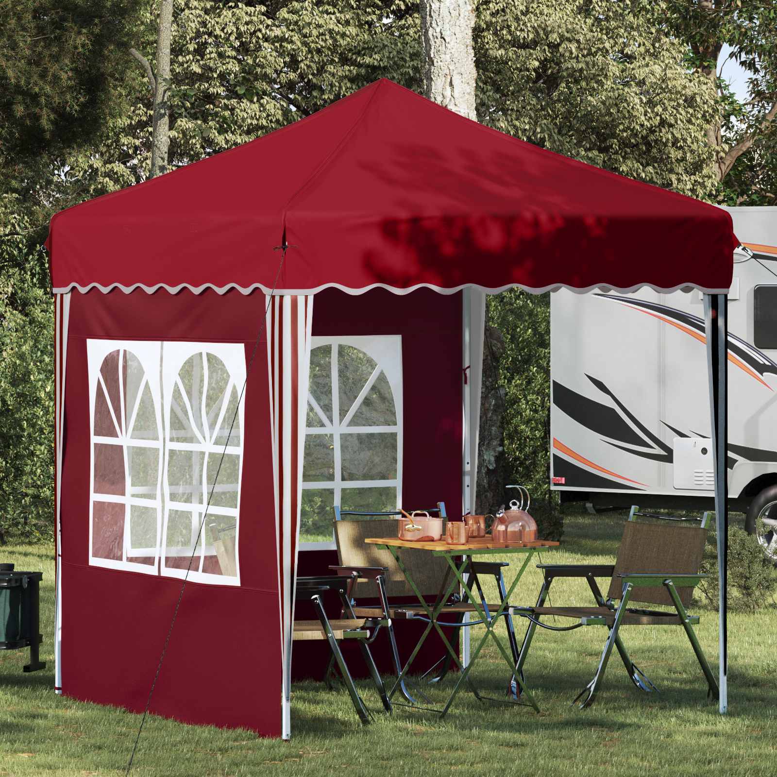 Pop-up partytent 195 x 195 x 245 cm Bordeauxrood Oxford Stof