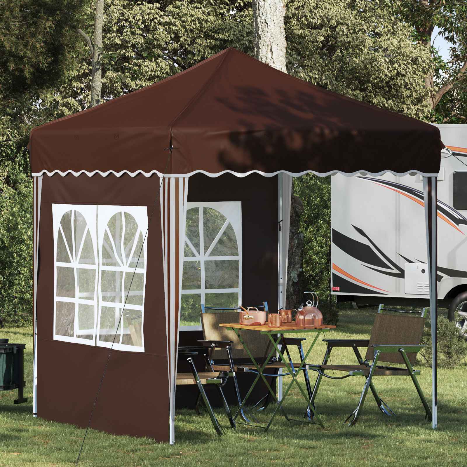 Pop-up partytent 195 x 195 x 245 cm Bruin Oxford Stof