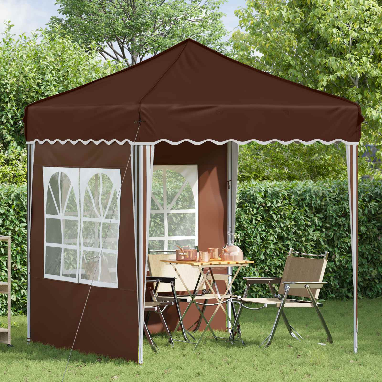Pop-up partytent 195 x 195 x 245 cm Bruin Oxford Stof