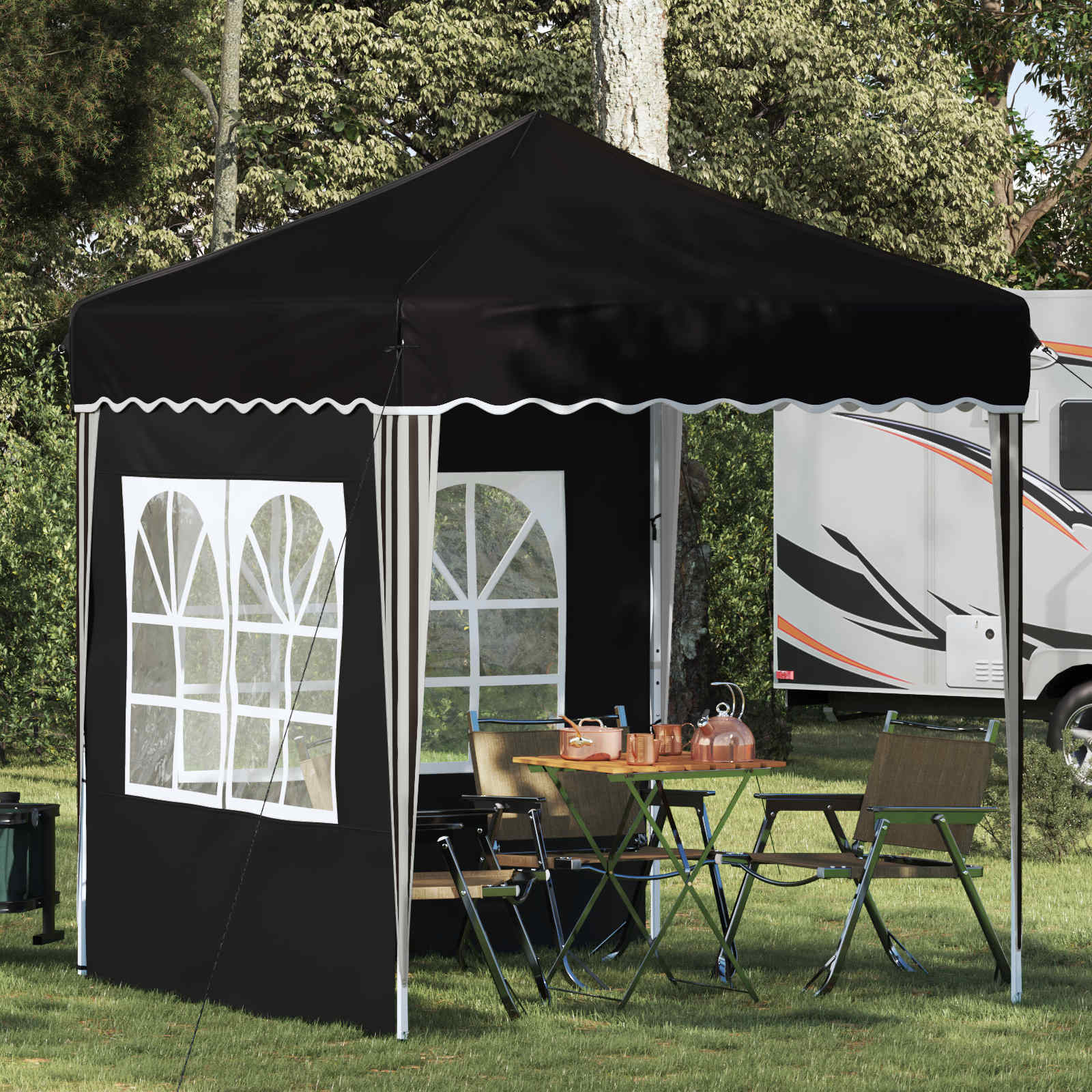 Pop-up partytent 195 x 195 x 245 cm Zwart Oxford Stof