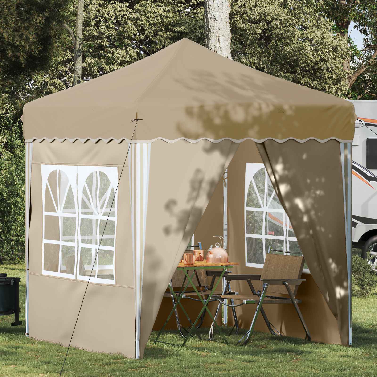 Pop-up partytent 195 x 195 x 245 cm Crèmekleurig Oxford Stof