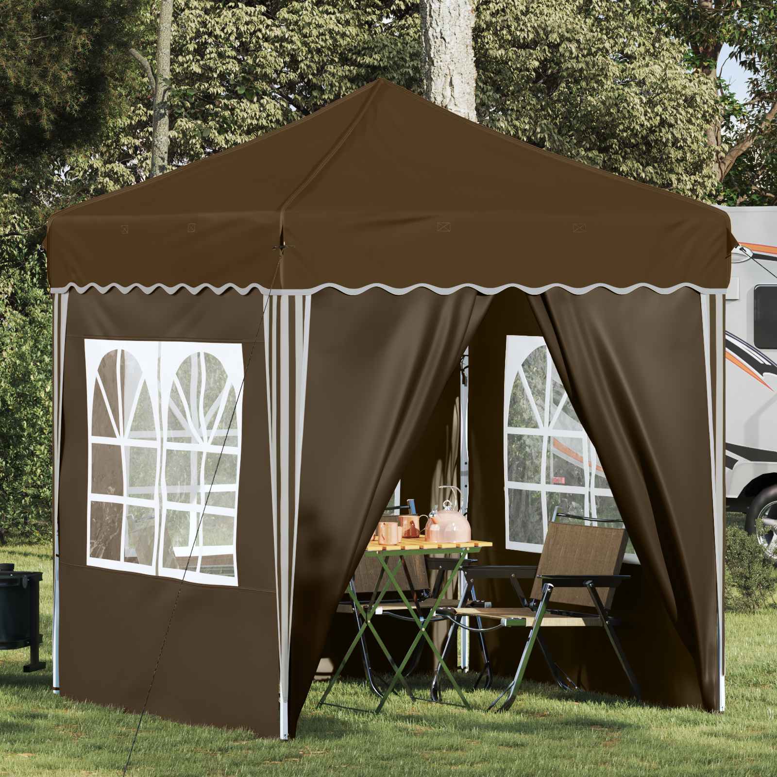 Pop-up partytent 195 x 195 x 245 cm Taupe Oxford Stof