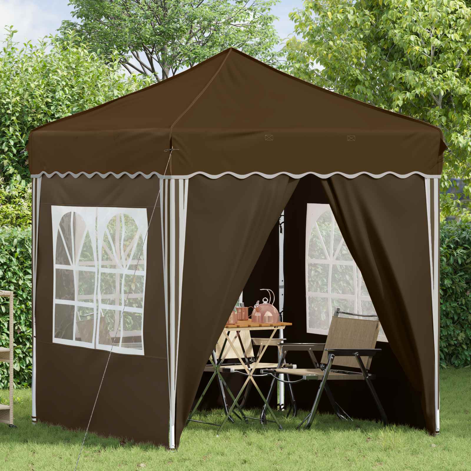 Pop-up partytent 195 x 195 x 245 cm Taupe Oxford Stof
