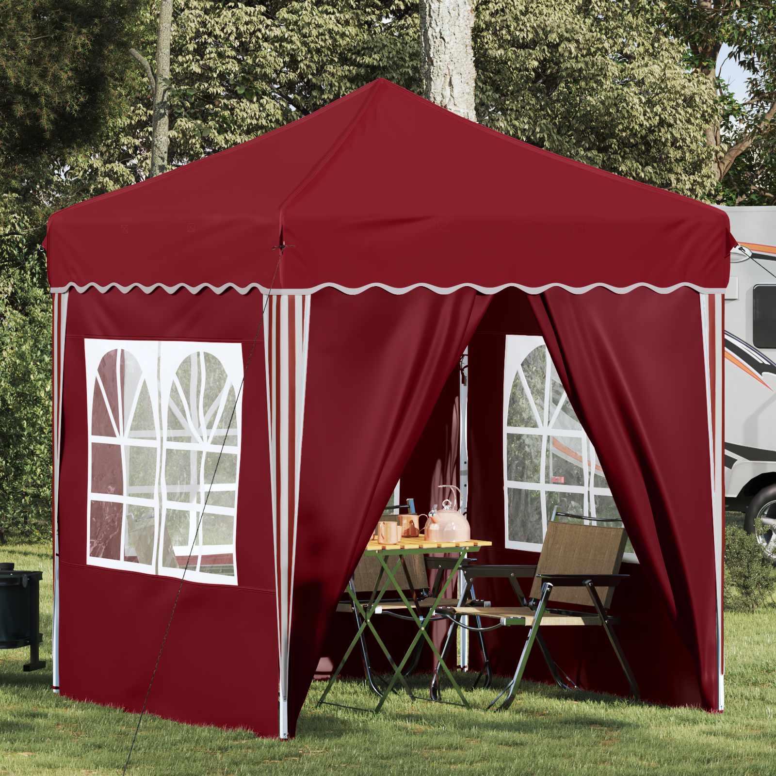 Pop-up partytent 195 x 195 x 245 cm Bordeauxrood Oxford Stof