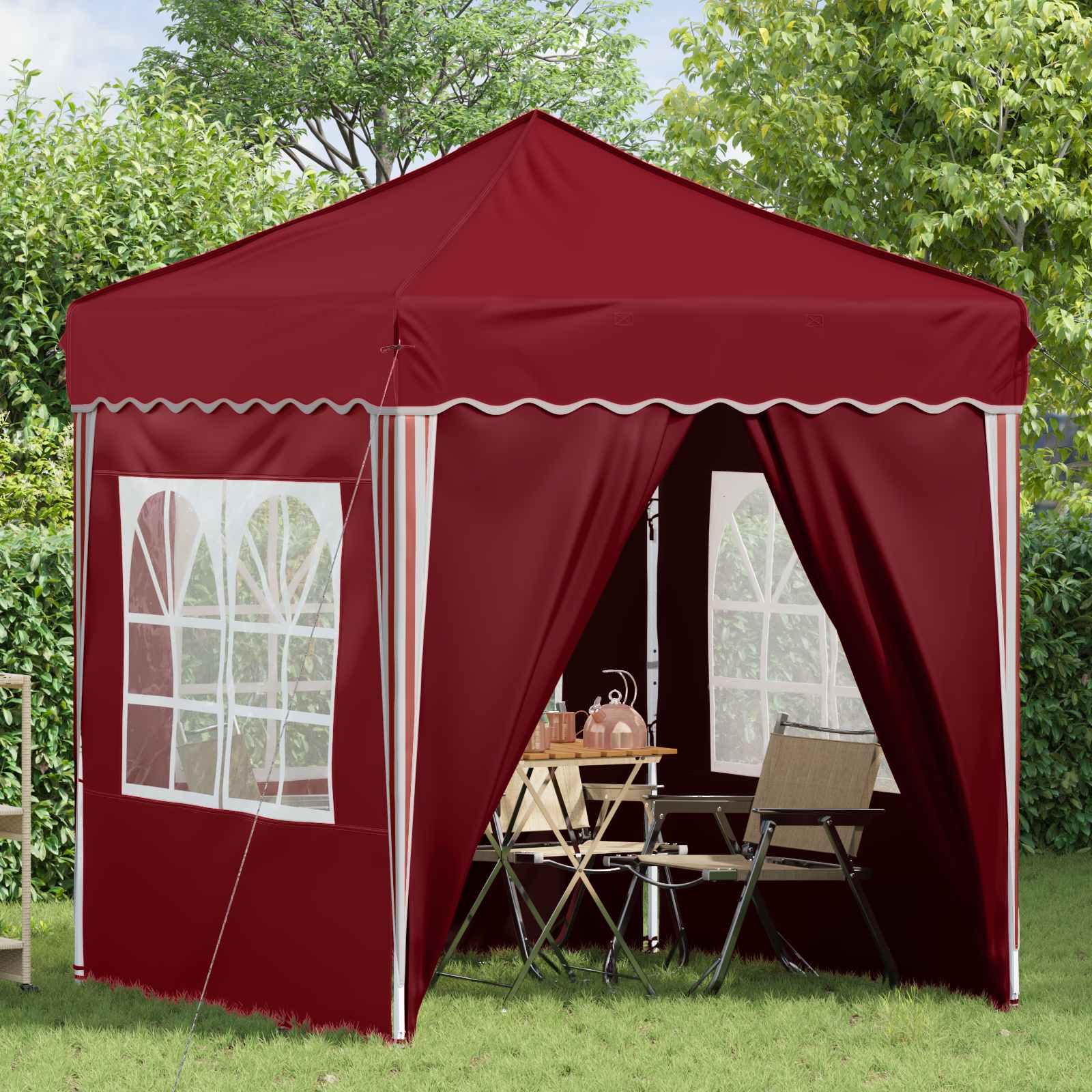 Pop-up partytent 195 x 195 x 245 cm Bordeauxrood Oxford Stof