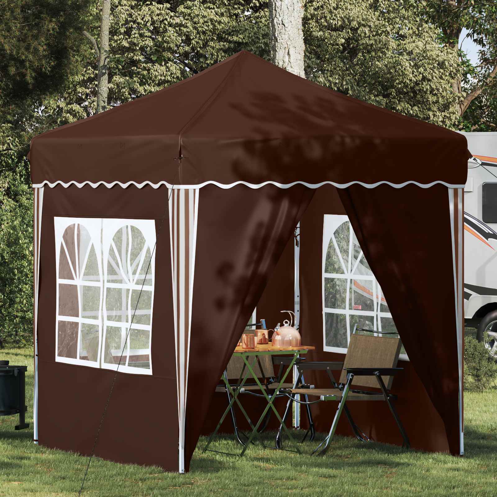 Pop-up partytent 195 x 195 x 245 cm Bruin Oxford Stof