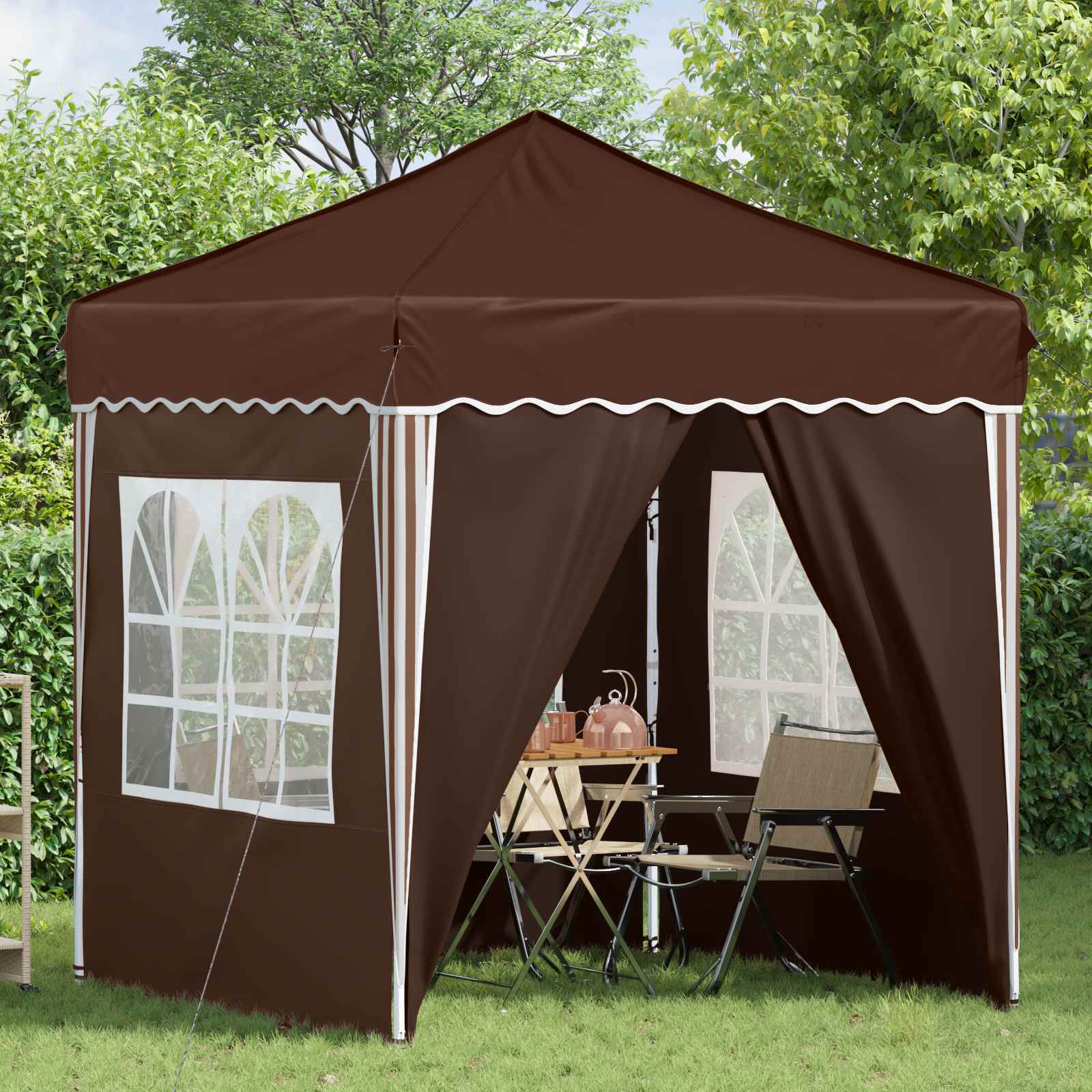 Pop-up partytent 195 x 195 x 245 cm Bruin Oxford Stof