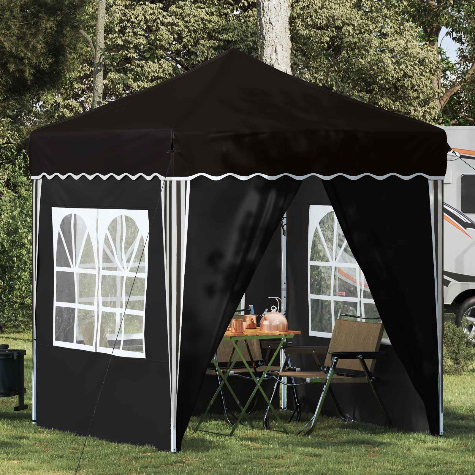 Pop-up partytent 195 x 195 x 245 cm Zwart Oxford Stof