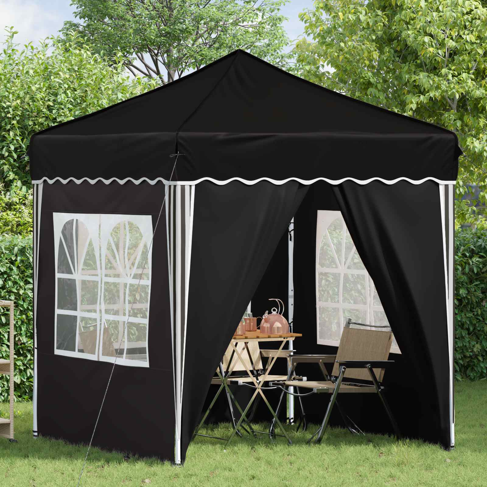 Pop-up partytent 195 x 195 x 245 cm Zwart Oxford Stof