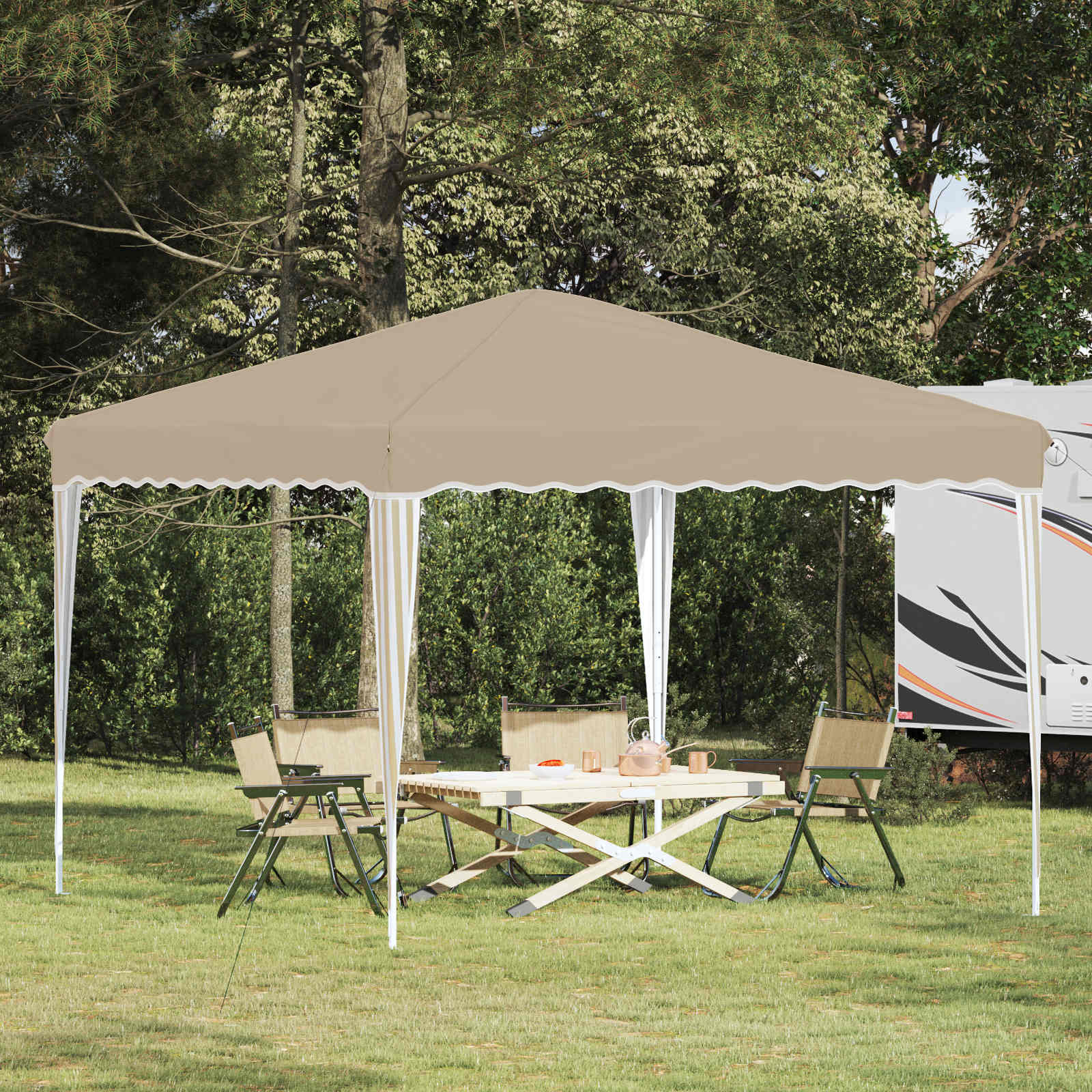 Pop-up partytent 288 x 288 x 245 cm Crèmekleurig Oxford Stof