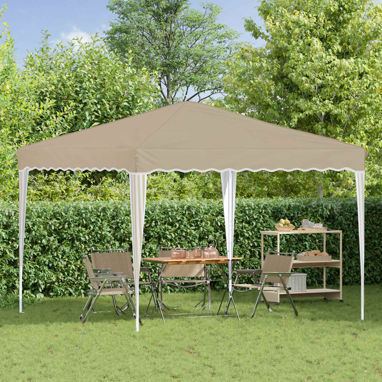 Pop-up partytent 288 x 288 x 245 cm Crèmekleurig Oxford Stof