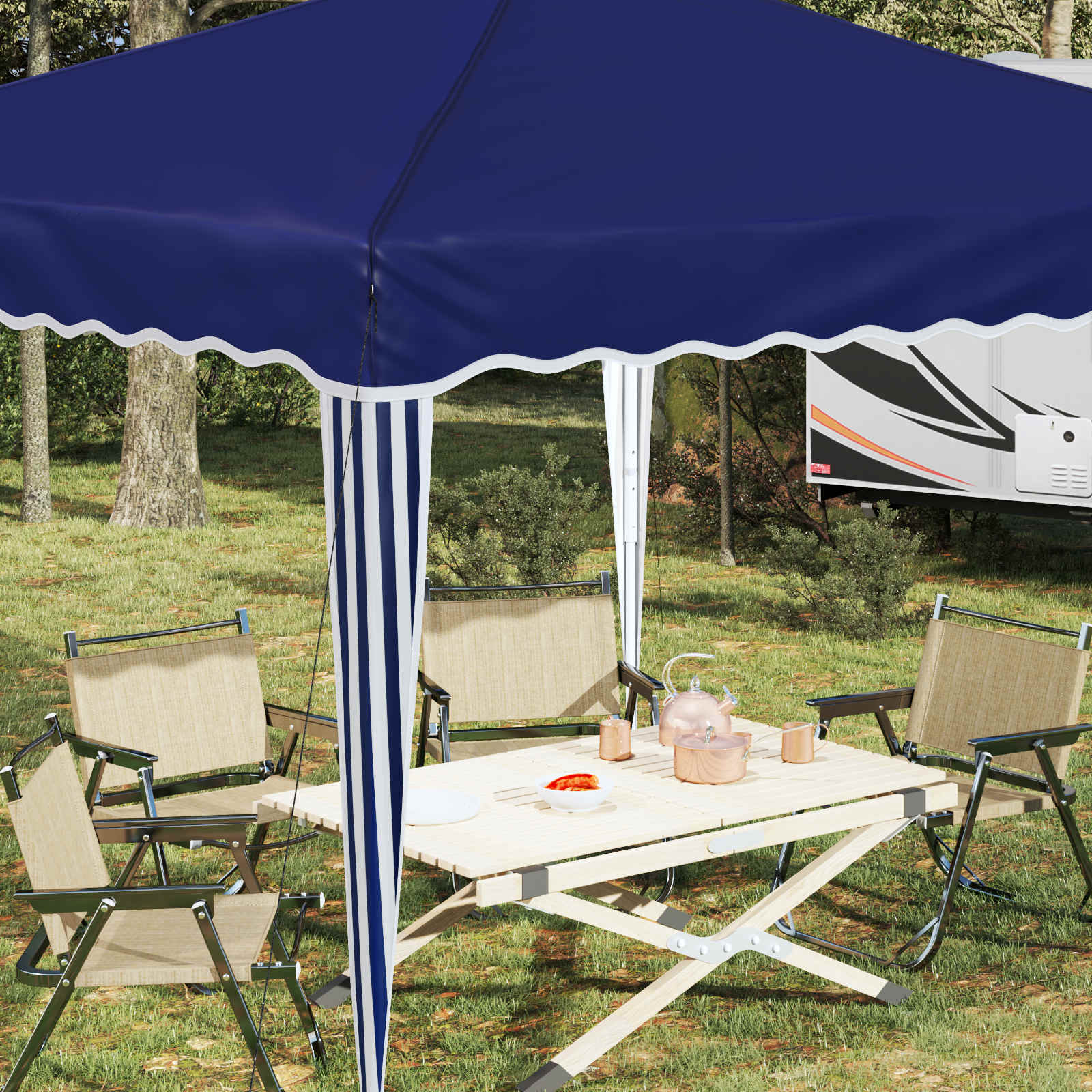 Pop-up partytent 288 x 288 x 245 cm Blauw Oxford Stof