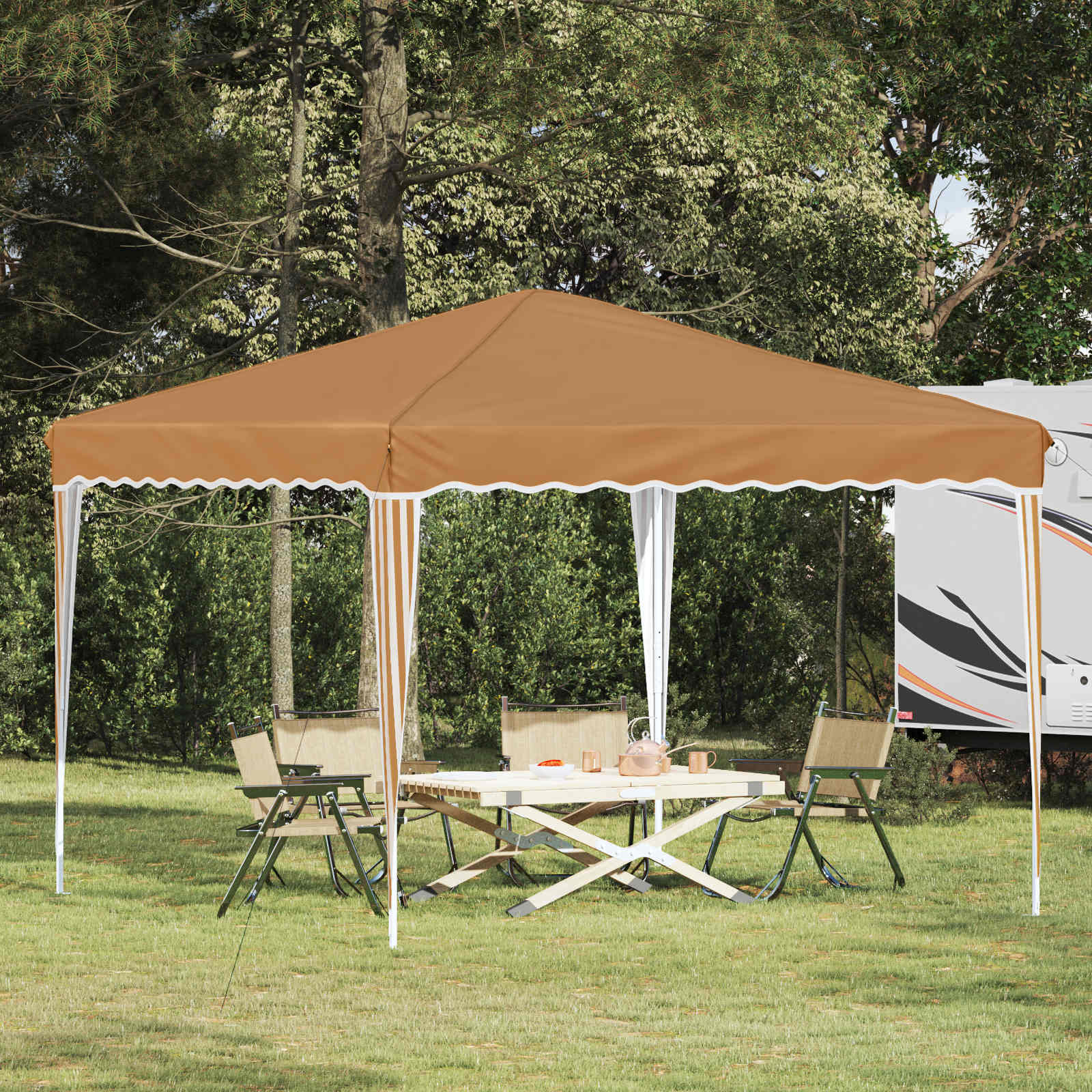 Pop-up partytent 288 x 288 x 245 cm Beige Oxford Stof