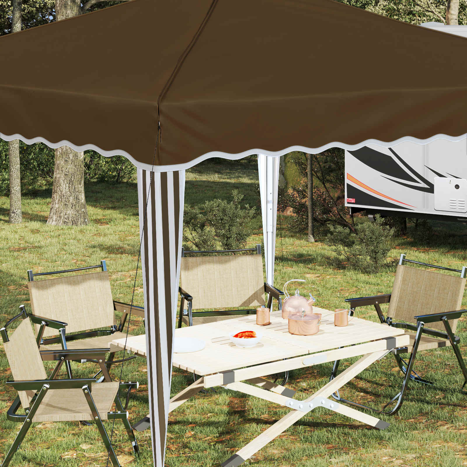 Pop-up partytent 288 x 288 x 245 cm Taupe Oxford Stof