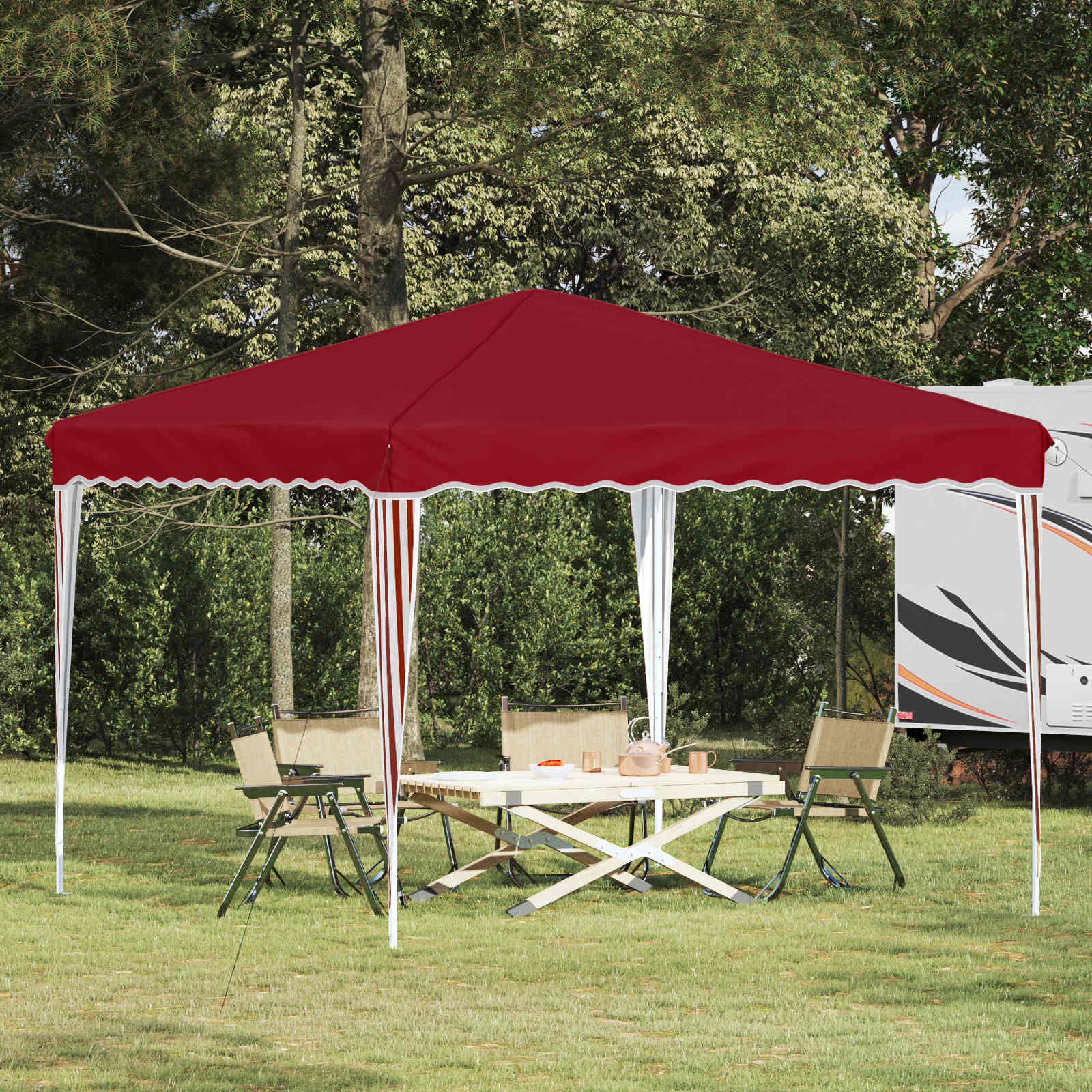 Pop-up partytent 288 x 288 x 245 cm Bordeauxrood Oxford Stof