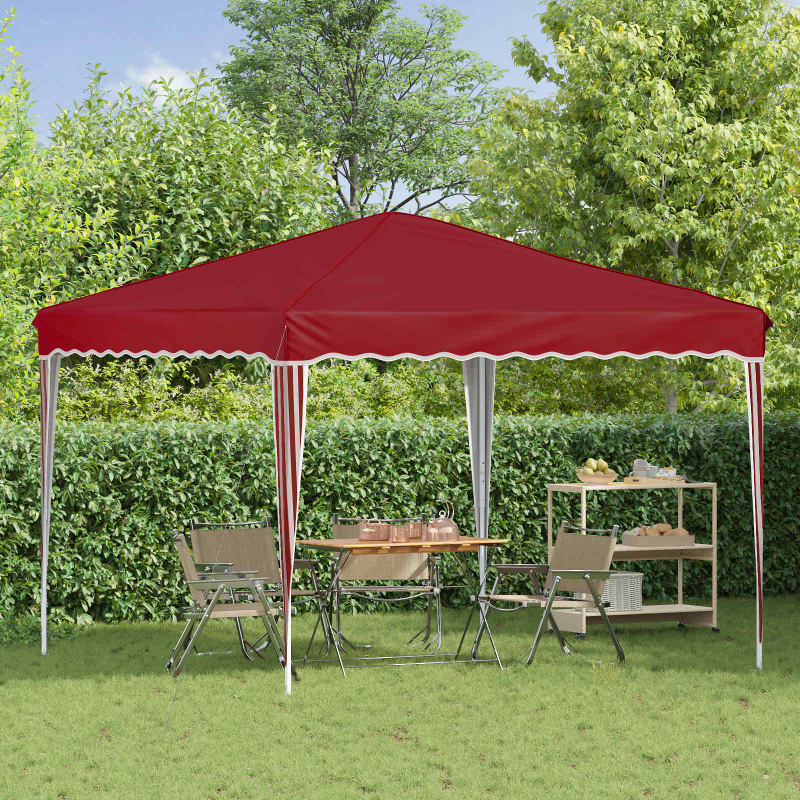 Pop-up partytent 288 x 288 x 245 cm Bordeauxrood Oxford Stof