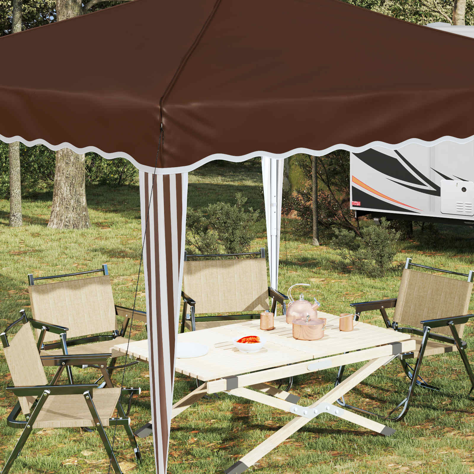 Pop-up partytent 288 x 288 x 245 cm Bruin Oxford Stof