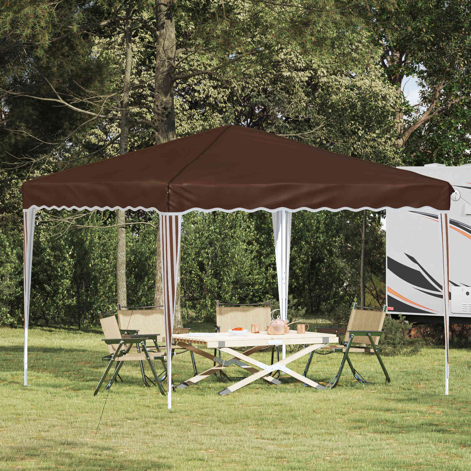 Pop-up partytent 288 x 288 x 245 cm Bruin Oxford Stof