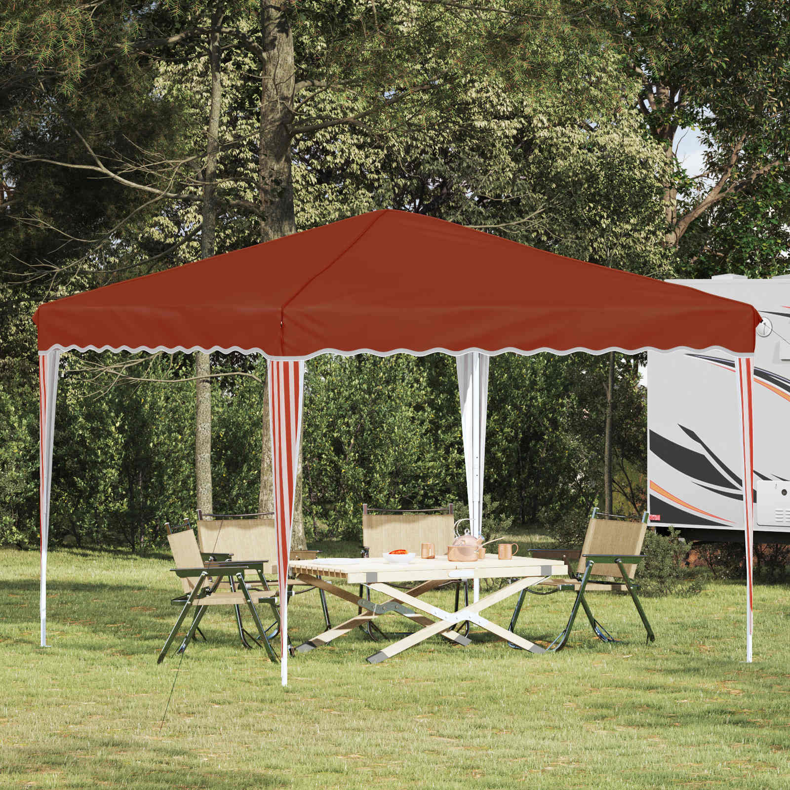 Pop-up partytent 288 x 288 x 245 cm Terracotta Oxford Stof
