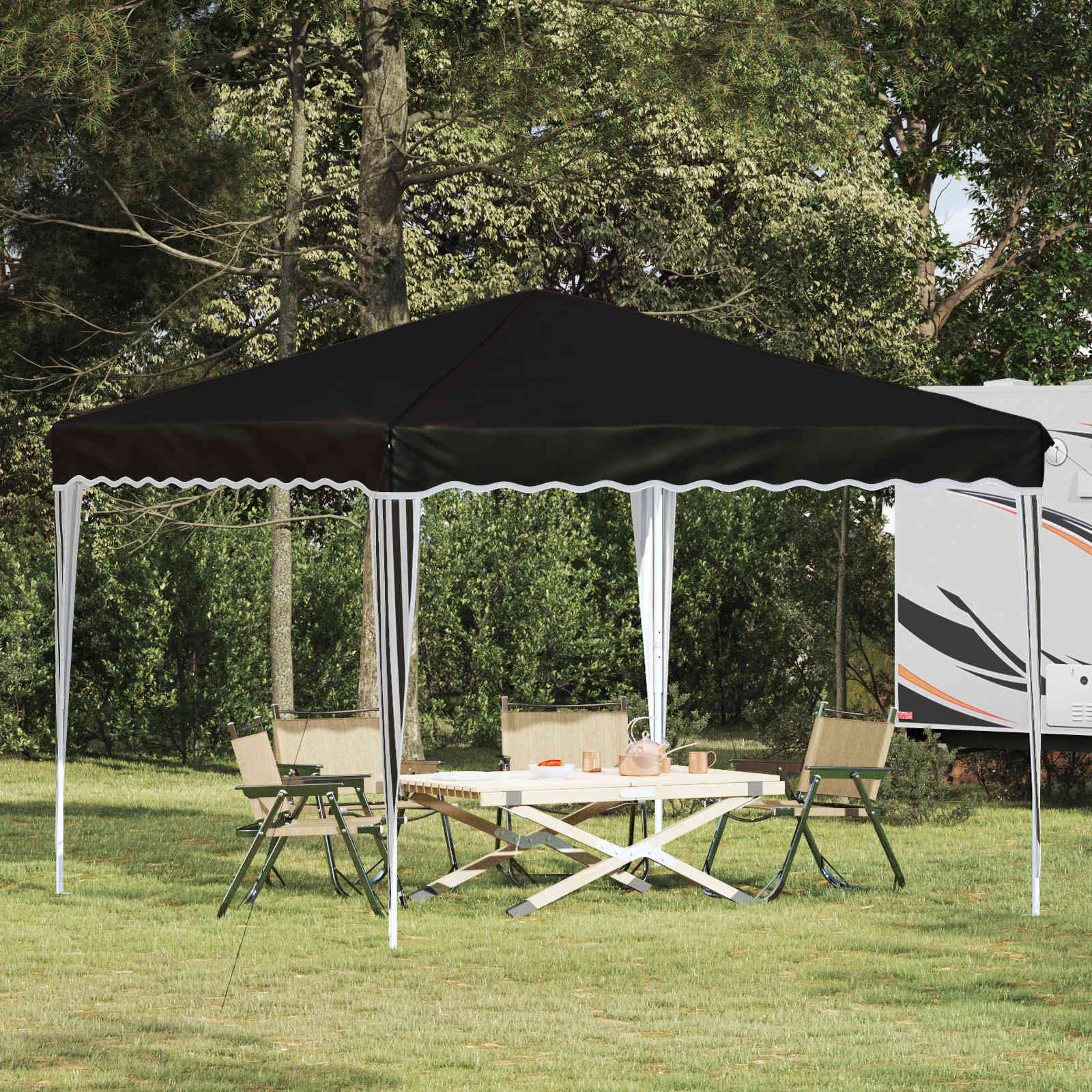 Pop-up partytent 288 x 288 x 245 cm Zwart Oxford Stof