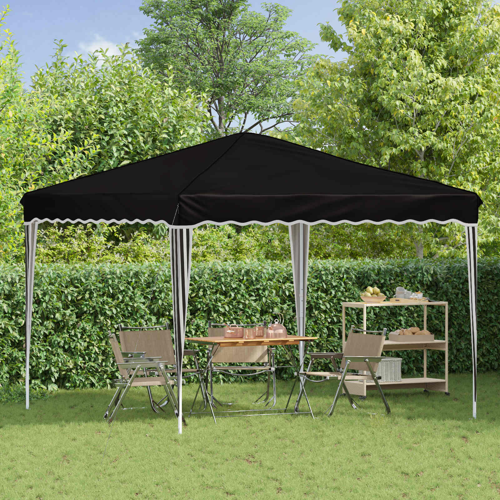 Pop-up partytent 288 x 288 x 245 cm Zwart Oxford Stof