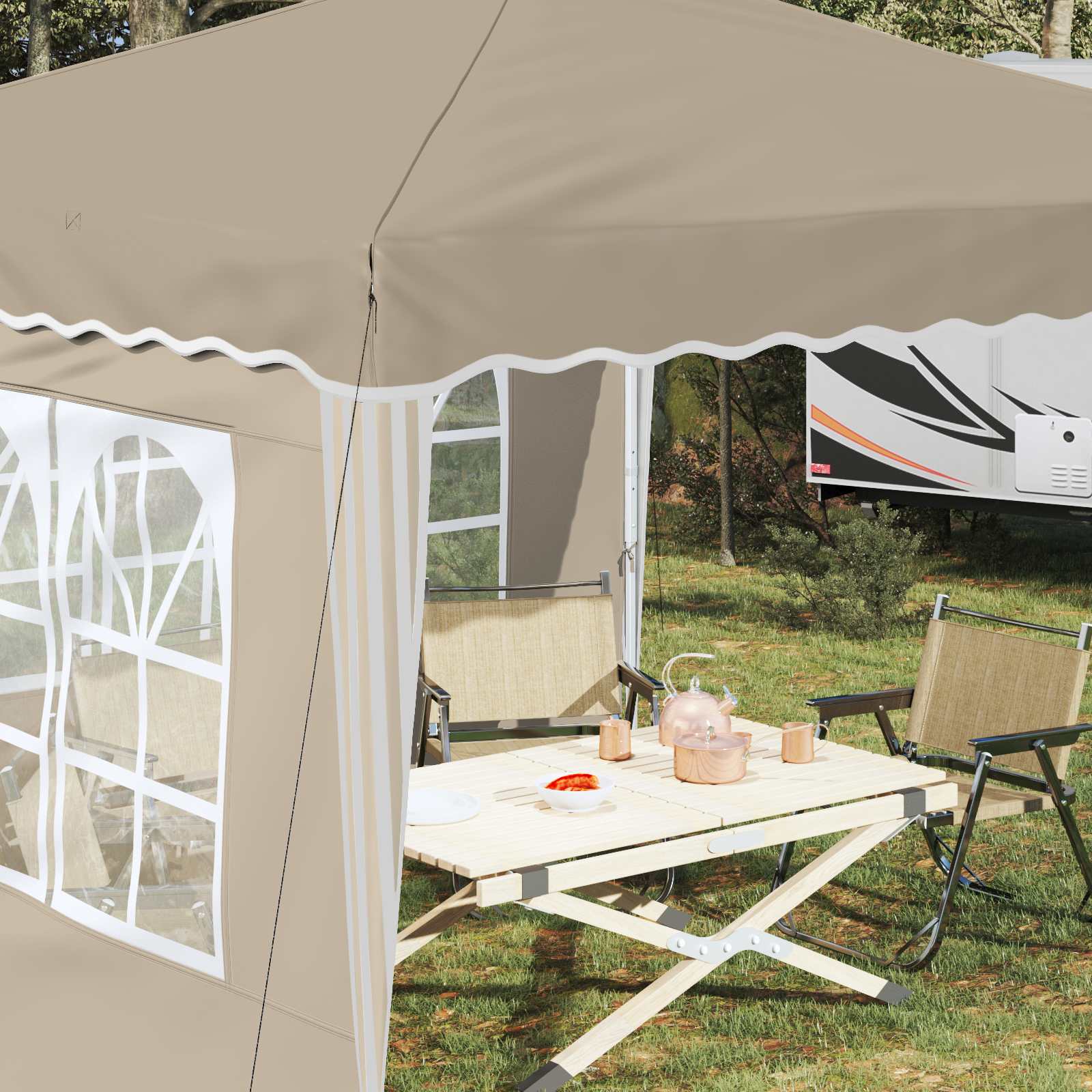 Pop-up partytent 288 x 288 x 245 cm Crèmekleurig Oxford Stof