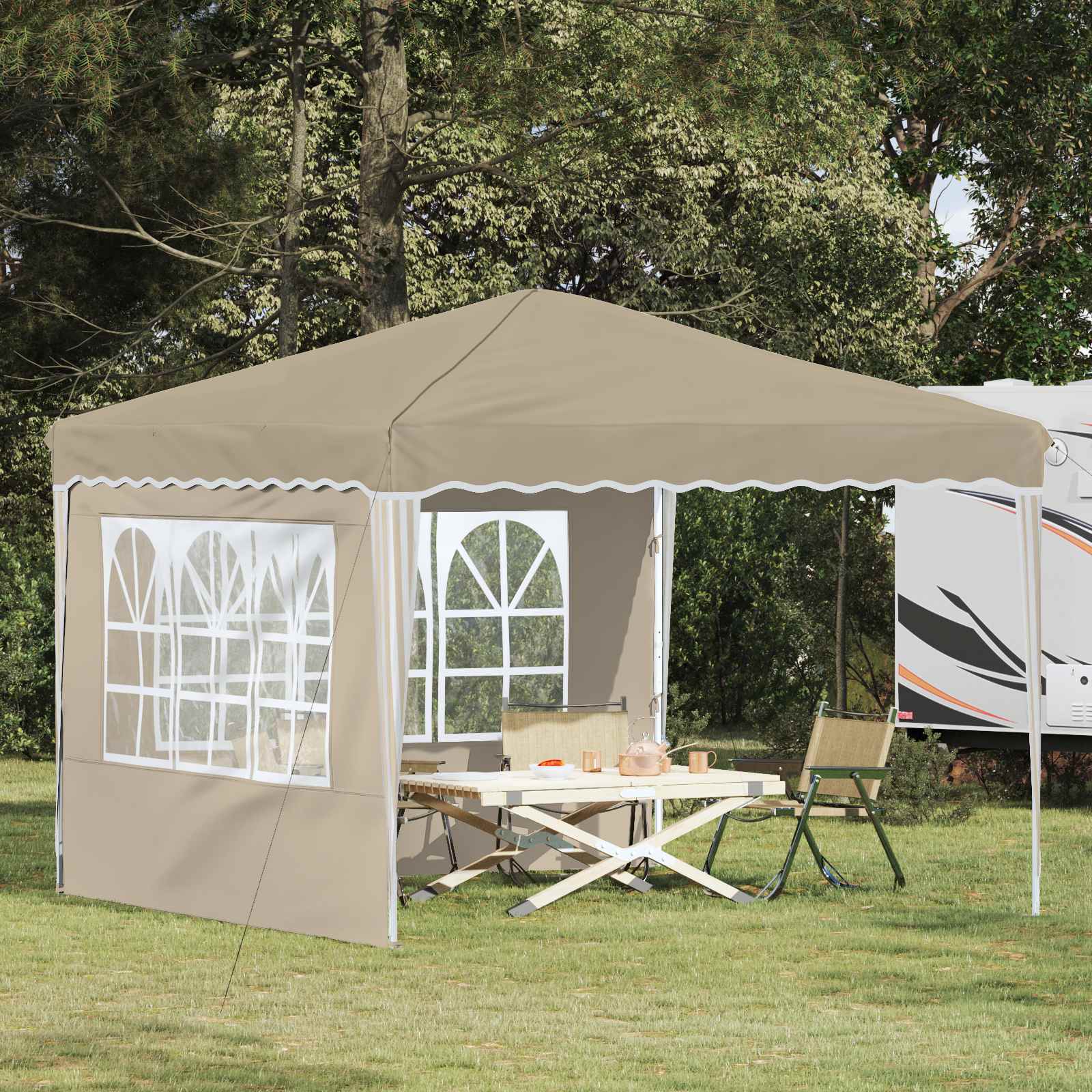 Pop-up partytent 288 x 288 x 245 cm Crèmekleurig Oxford Stof