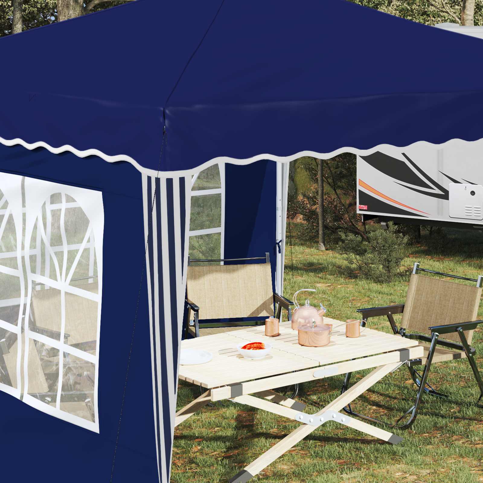 Pop-up partytent 288 x 288 x 245 cm Blauw Oxford Stof