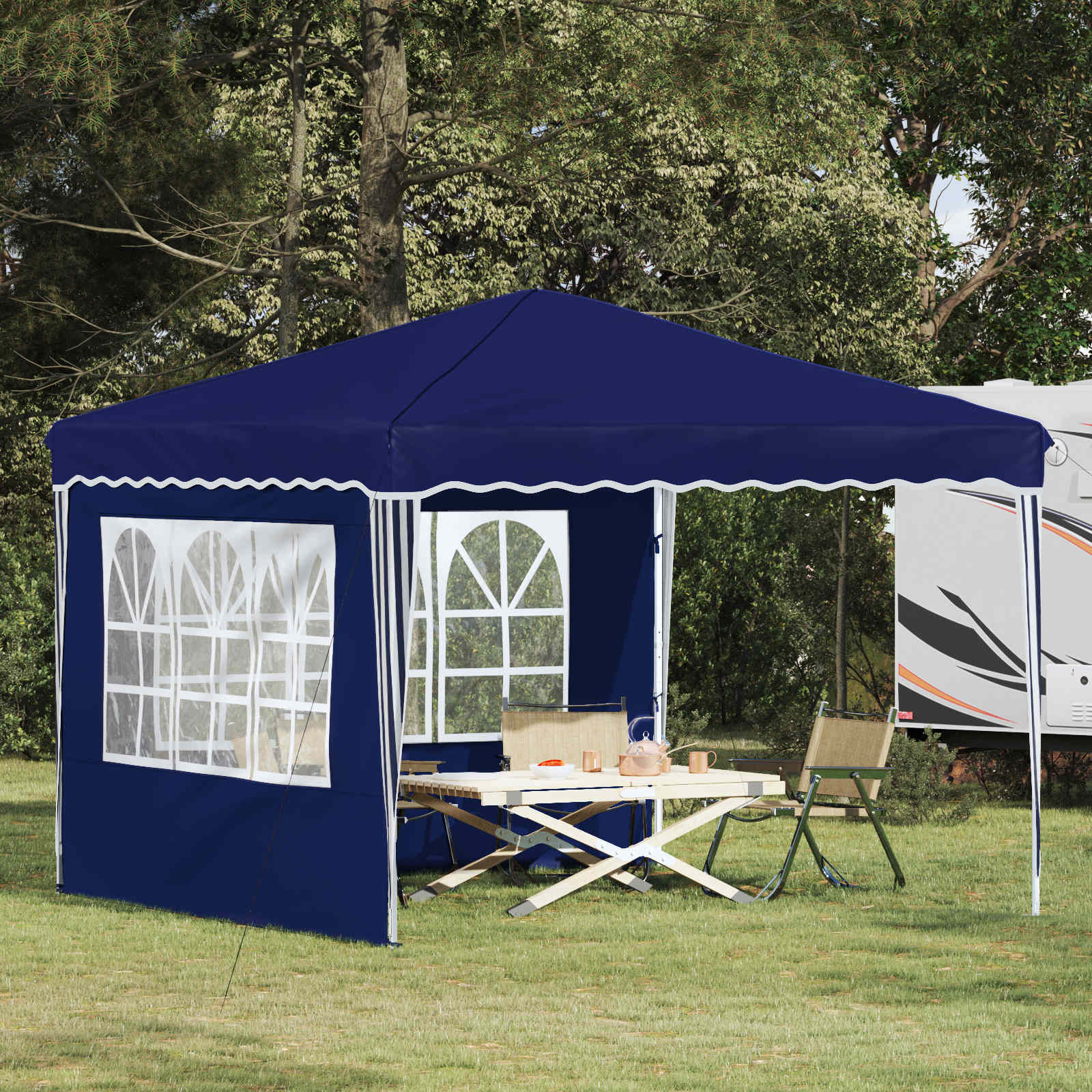 Pop-up partytent 288 x 288 x 245 cm Blauw Oxford Stof