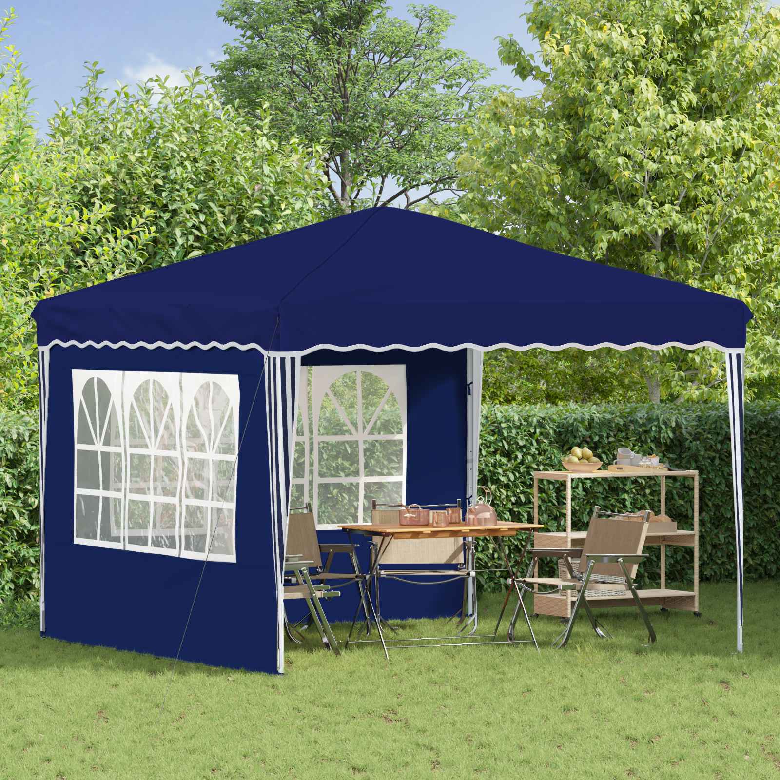 Pop-up partytent 288 x 288 x 245 cm Blauw Oxford Stof