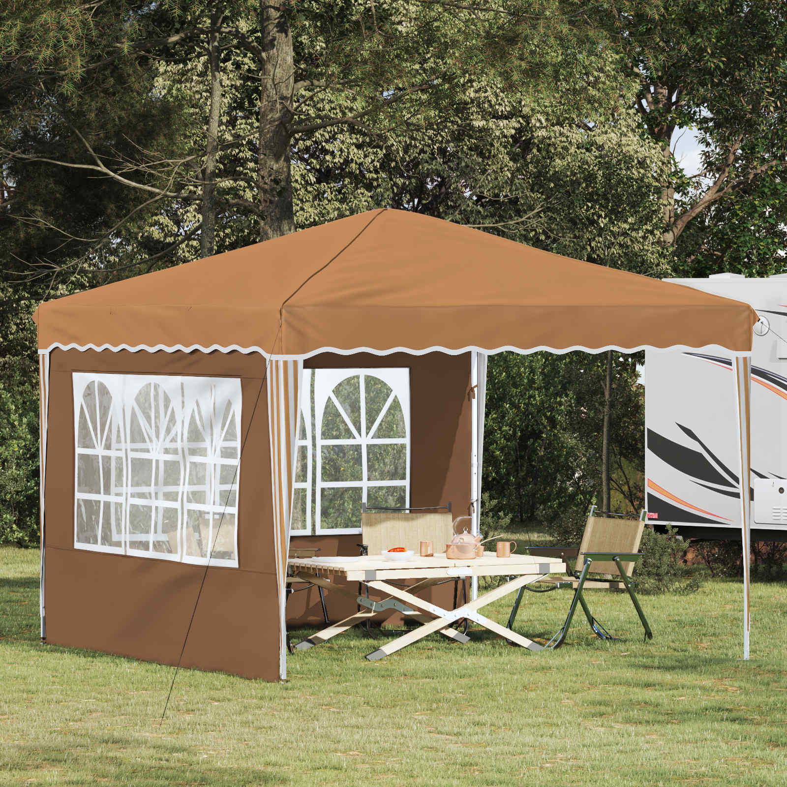 Pop-up partytent 288 x 288 x 245 cm Beige Oxford Stof
