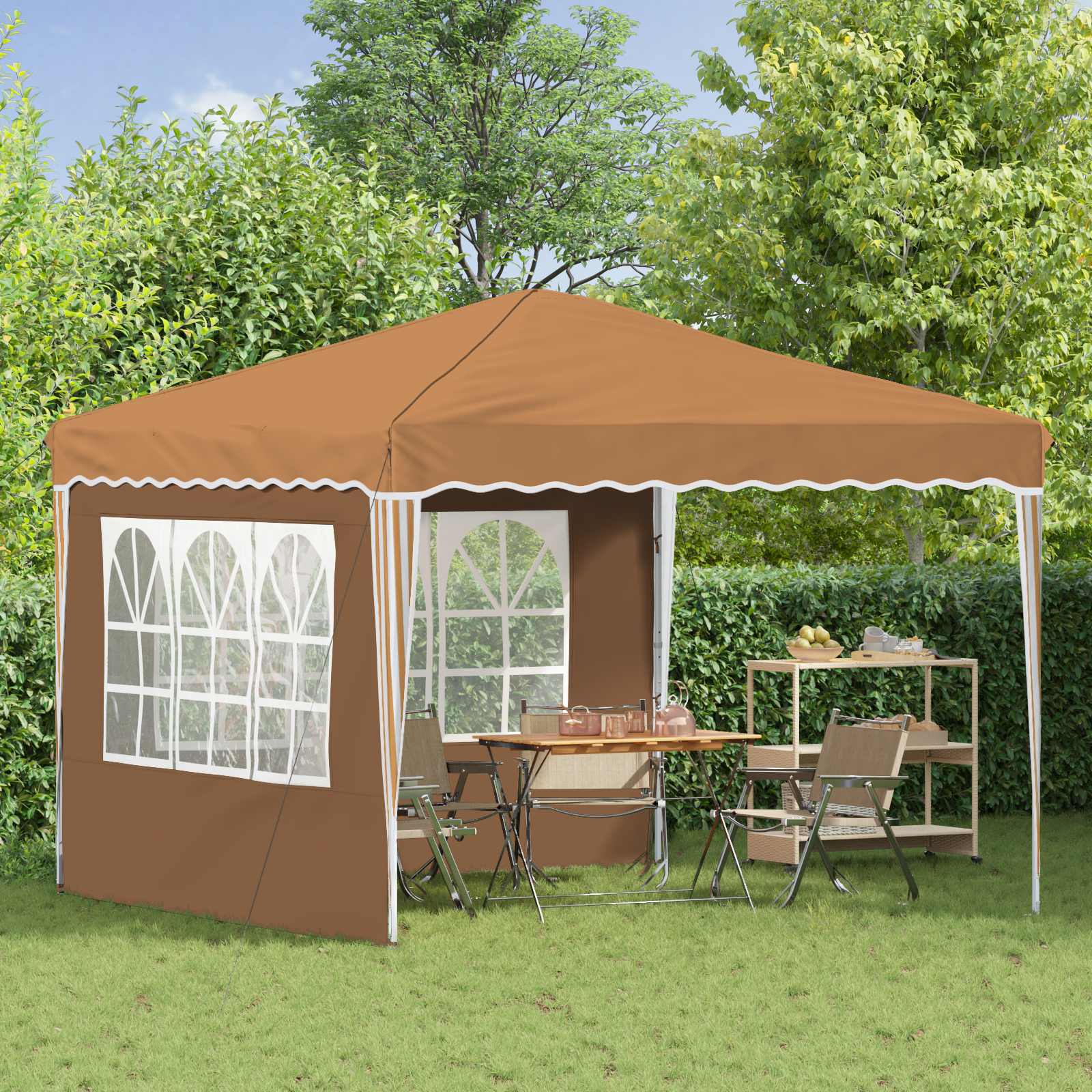 Pop-up partytent 288 x 288 x 245 cm Beige Oxford Stof