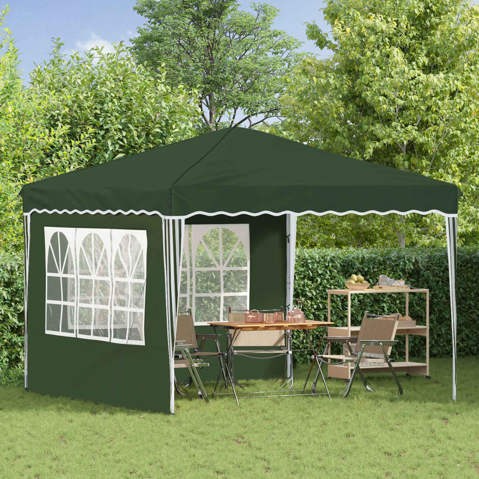 Pop-up partytent 288 x 288 x 245 cm Groen Oxford Stof