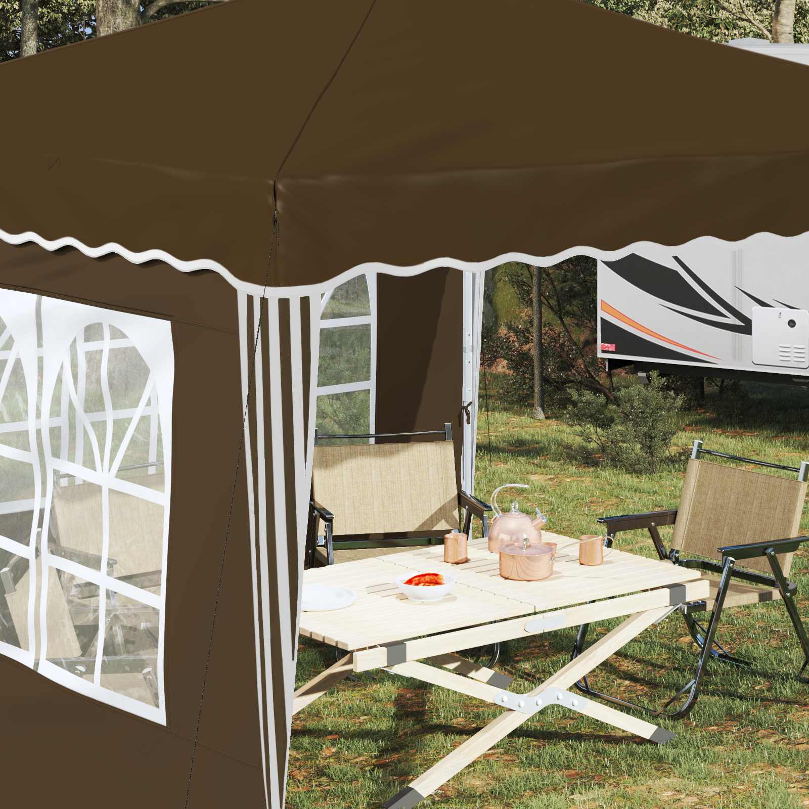 Pop-up partytent 288 x 288 x 245 cm Taupe Oxford Stof