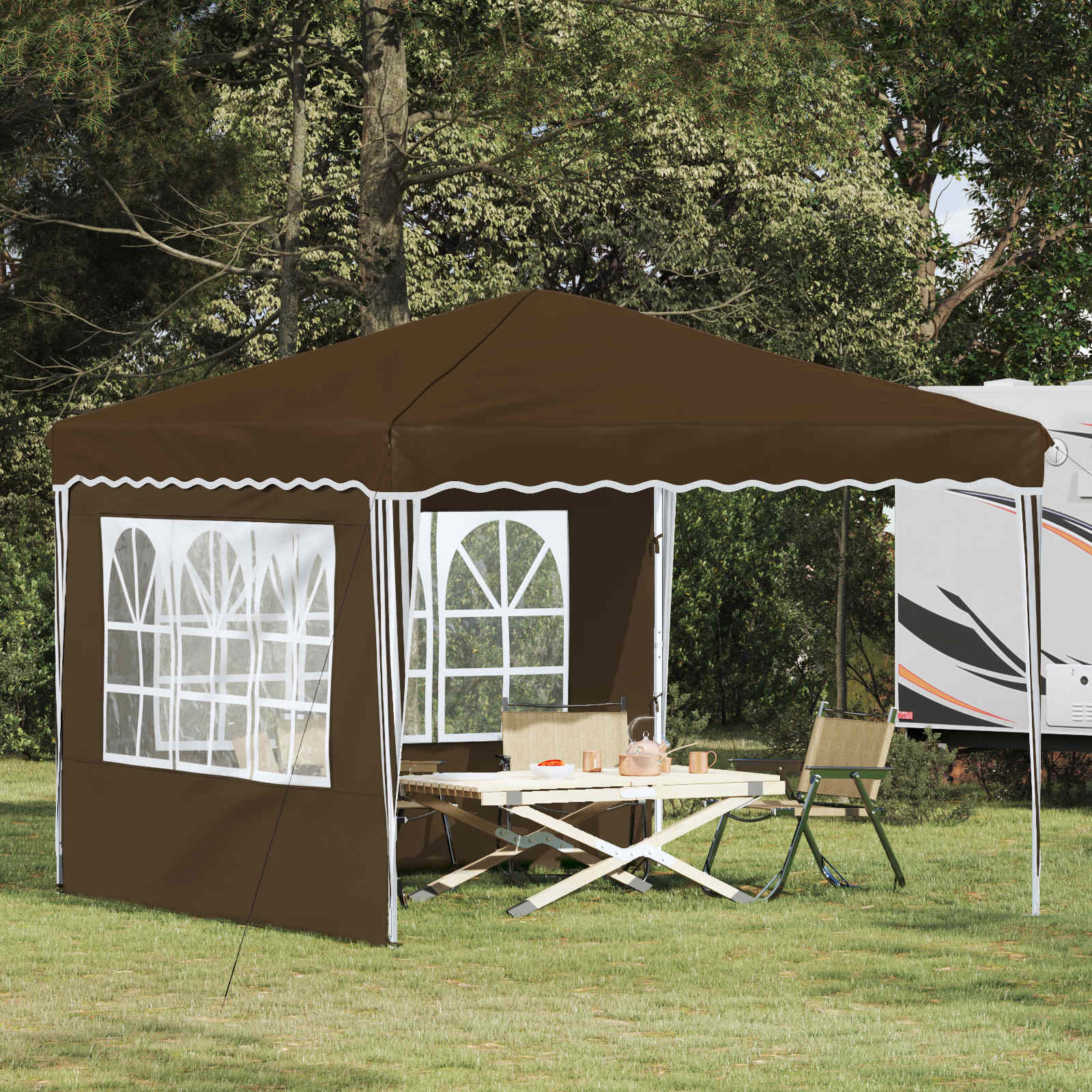Pop-up partytent 288 x 288 x 245 cm Taupe Oxford Stof