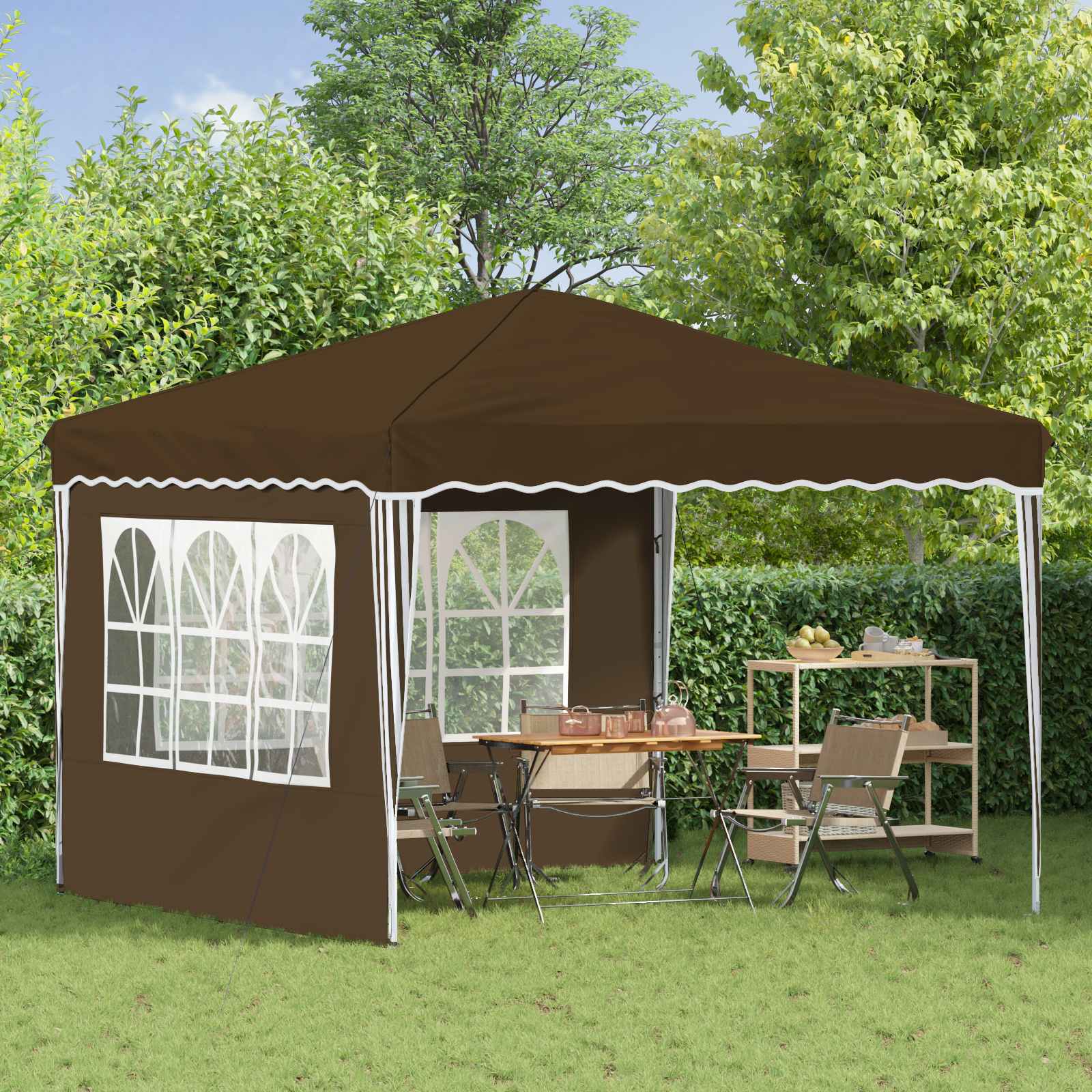 Pop-up partytent 288 x 288 x 245 cm Taupe Oxford Stof