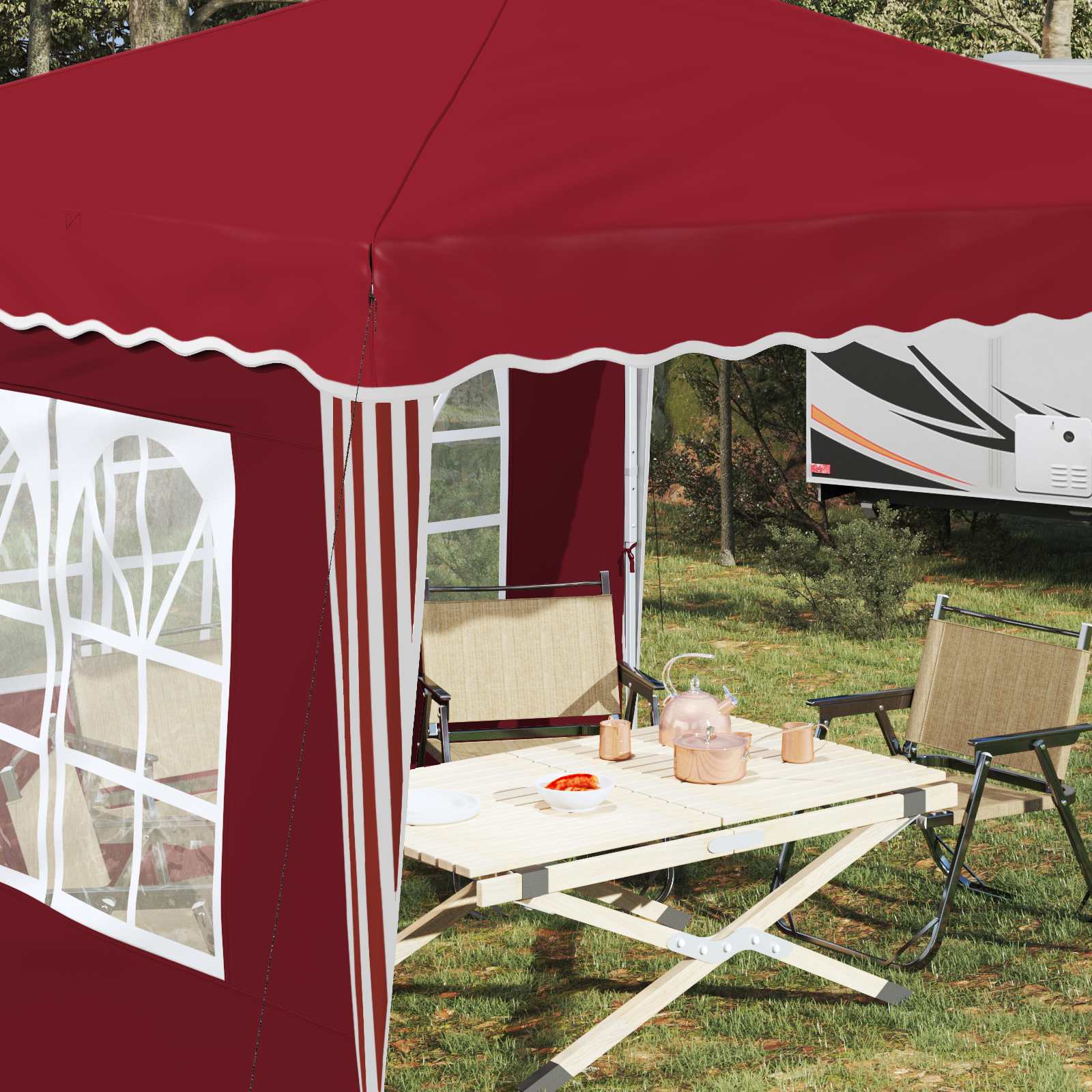 Pop-up partytent 288 x 288 x 245 cm Bordeauxrood Oxford Stof