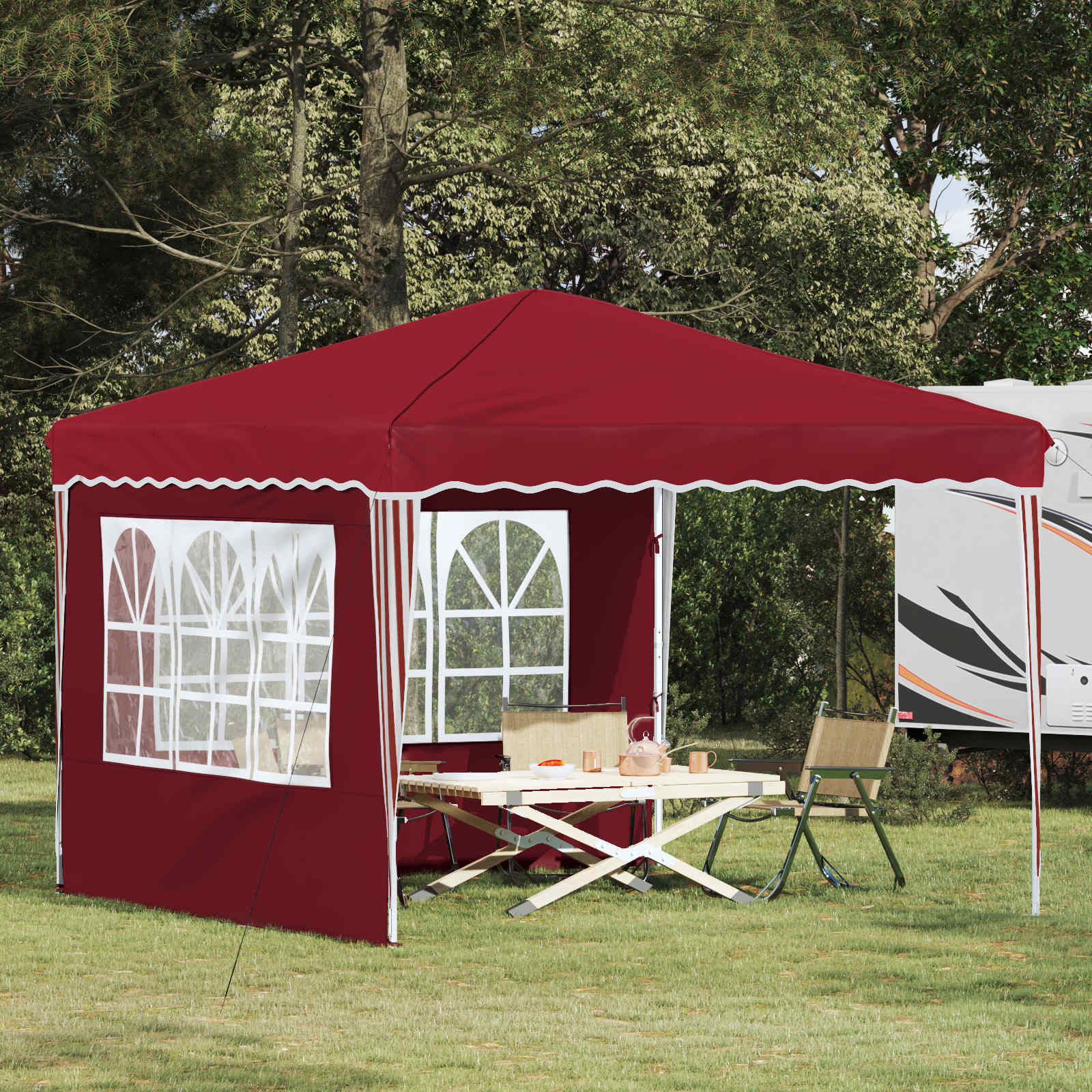 Pop-up partytent 288 x 288 x 245 cm Bordeauxrood Oxford Stof