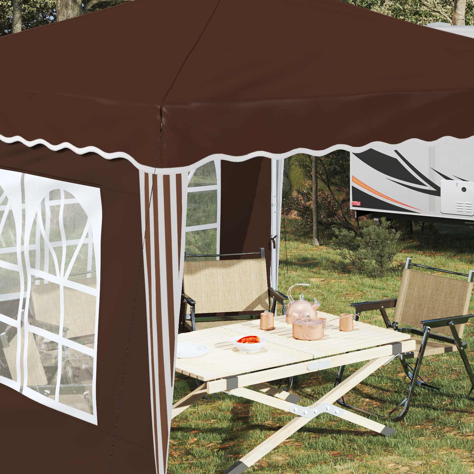 Pop-up partytent 288 x 288 x 245 cm Bruin Oxford Stof