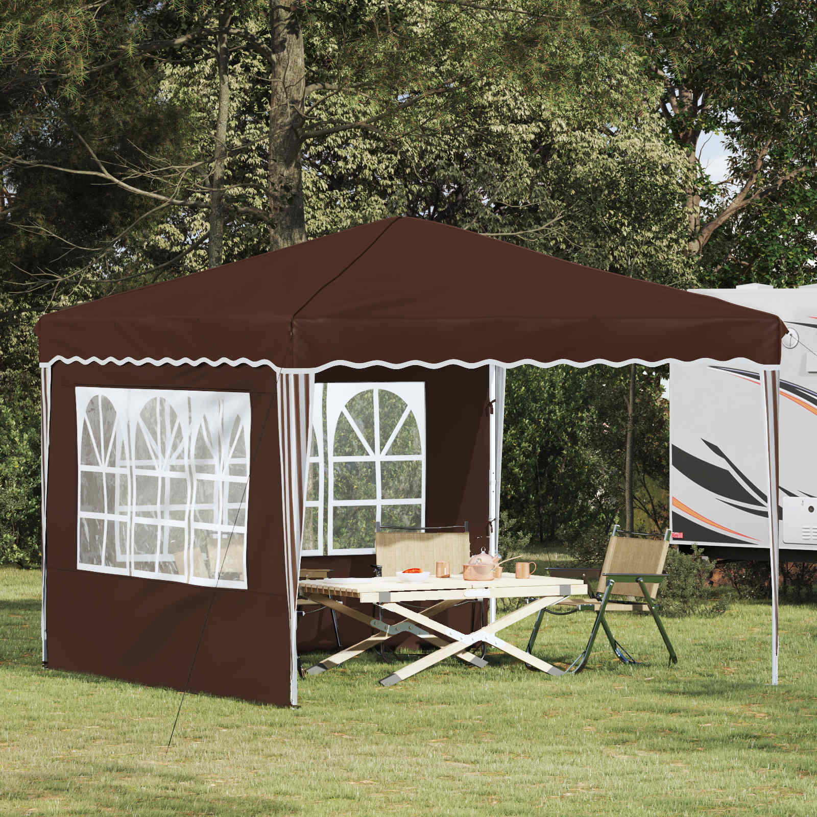 Pop-up partytent 288 x 288 x 245 cm Bruin Oxford Stof