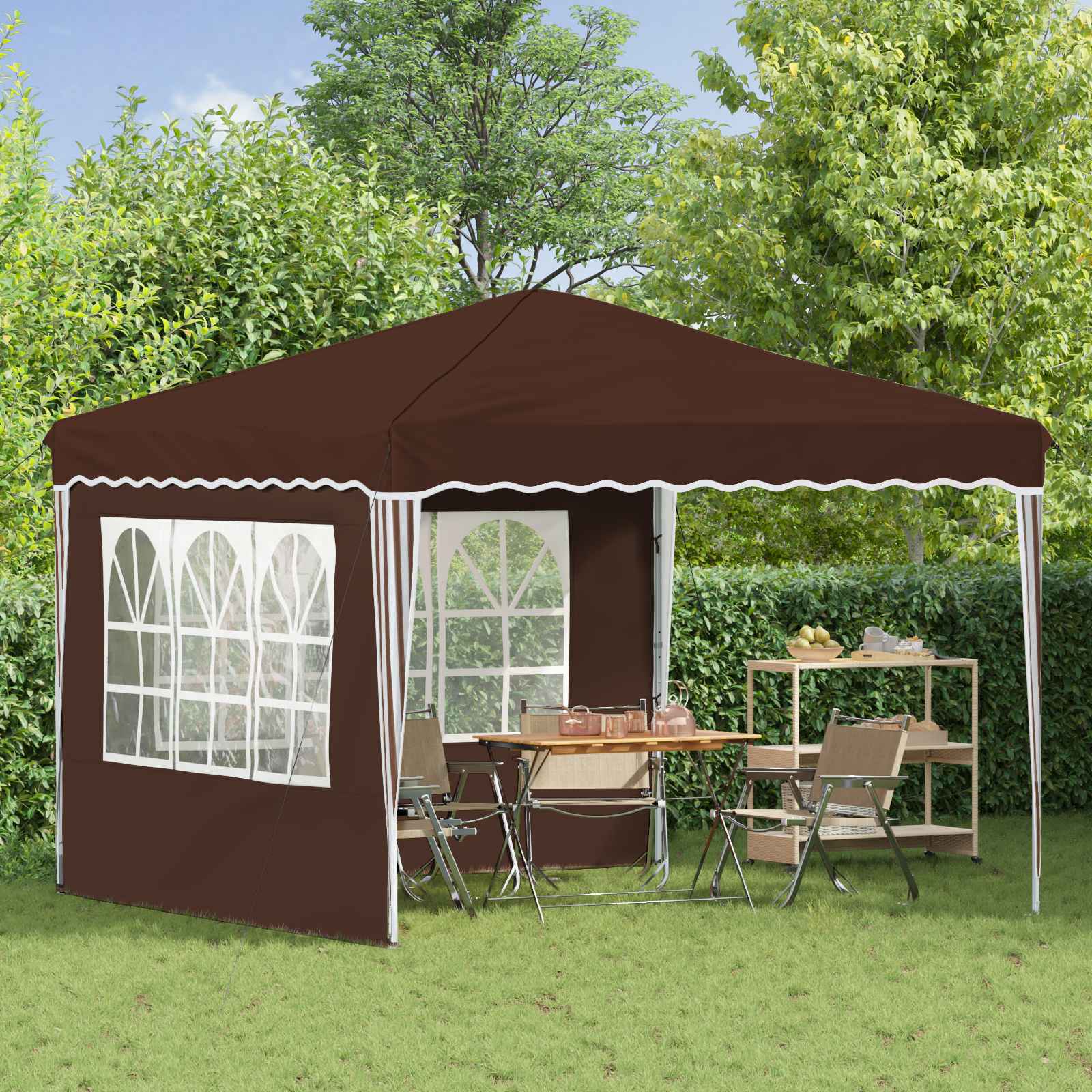 Pop-up partytent 288 x 288 x 245 cm Bruin Oxford Stof