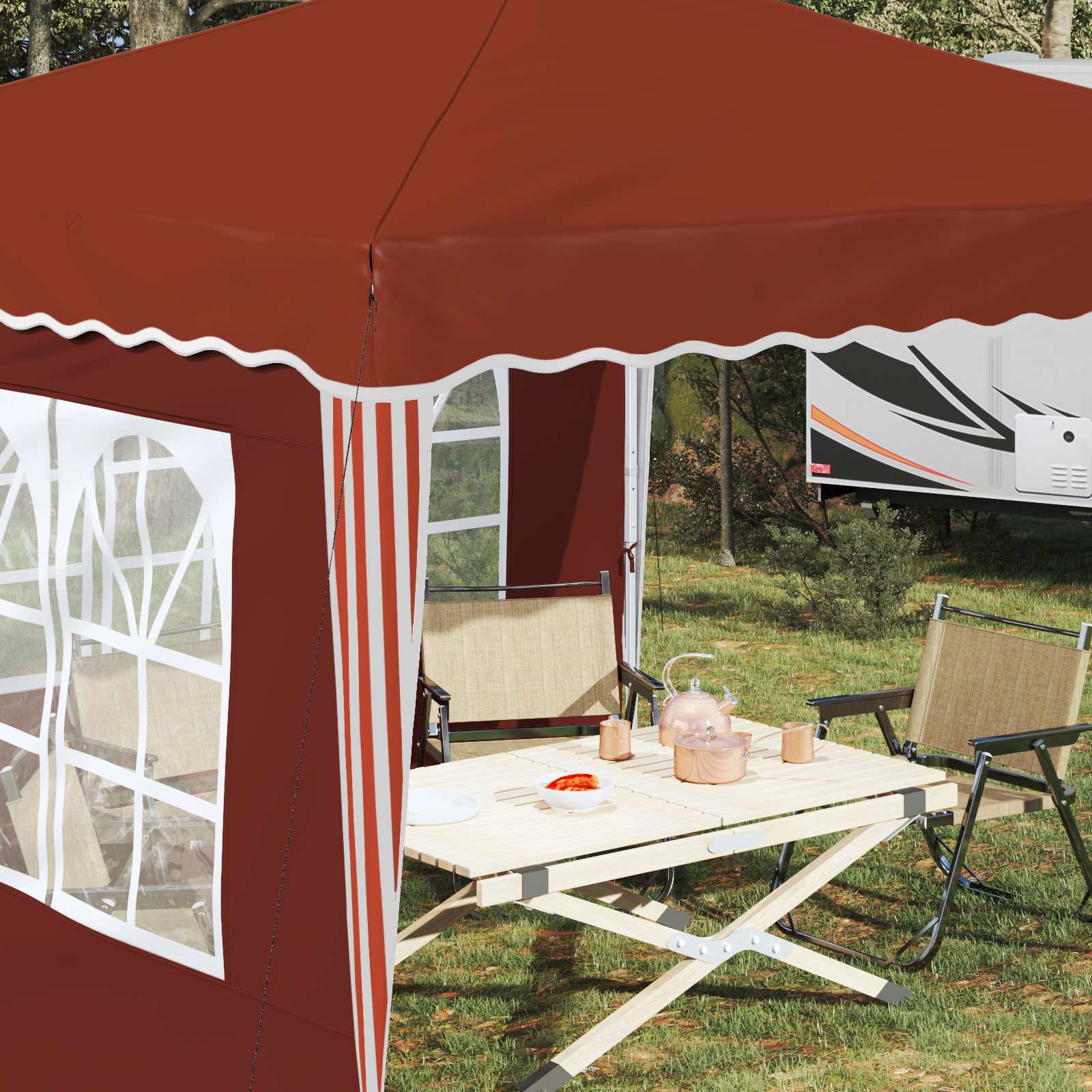 Pop-up partytent 288 x 288 x 245 cm Terracotta Oxford Stof
