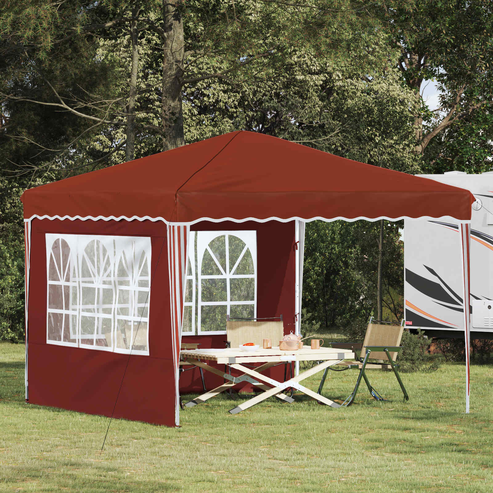 Pop-up partytent 288 x 288 x 245 cm Terracotta Oxford Stof