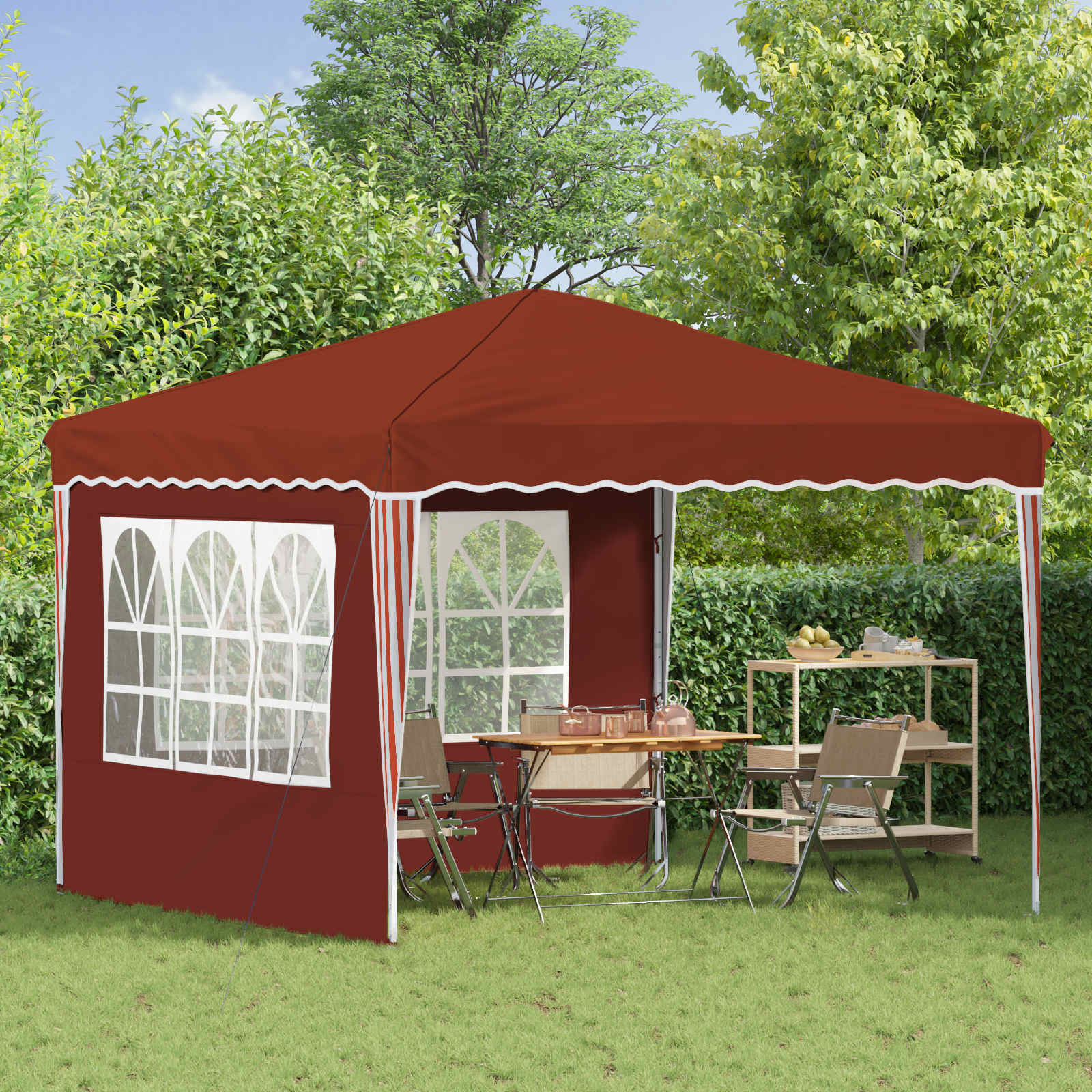 Pop-up partytent 288 x 288 x 245 cm Terracotta Oxford Stof