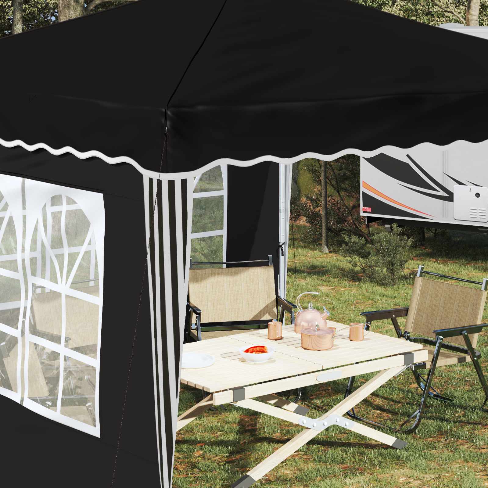 Pop-up partytent 288 x 288 x 245 cm Zwart Oxford Stof