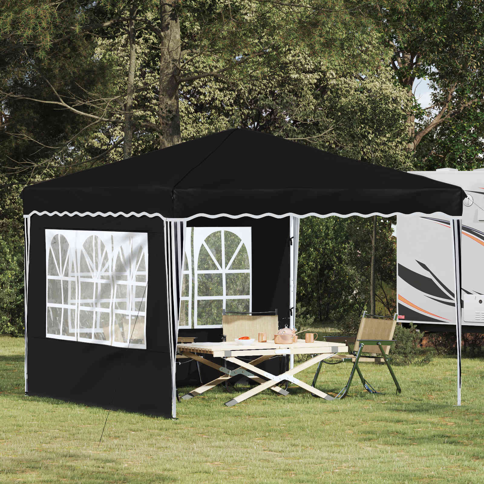 Pop-up partytent 288 x 288 x 245 cm Zwart Oxford Stof