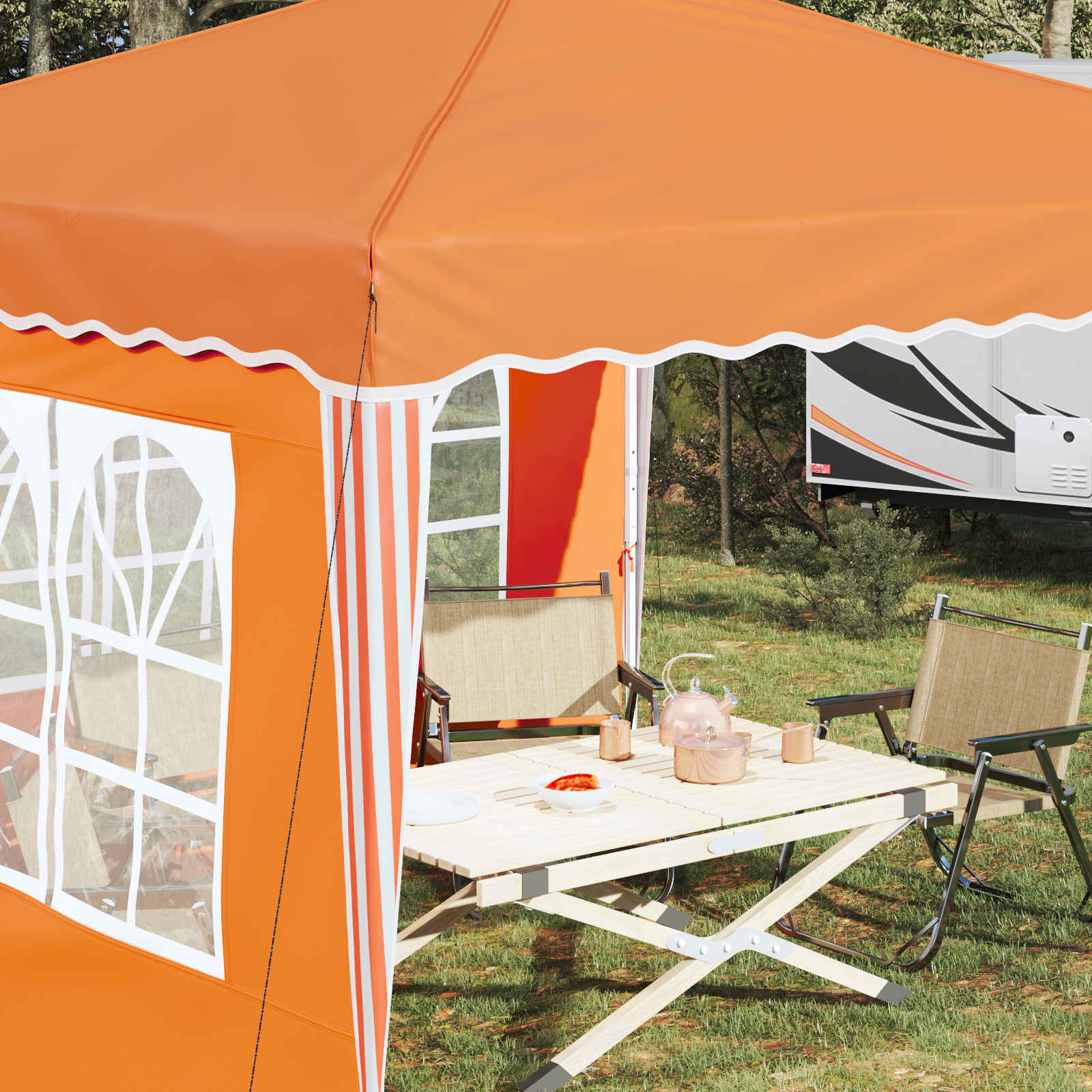 Pop-up partytent 288 x 288 x 245 cm Oranje Oxford Stof