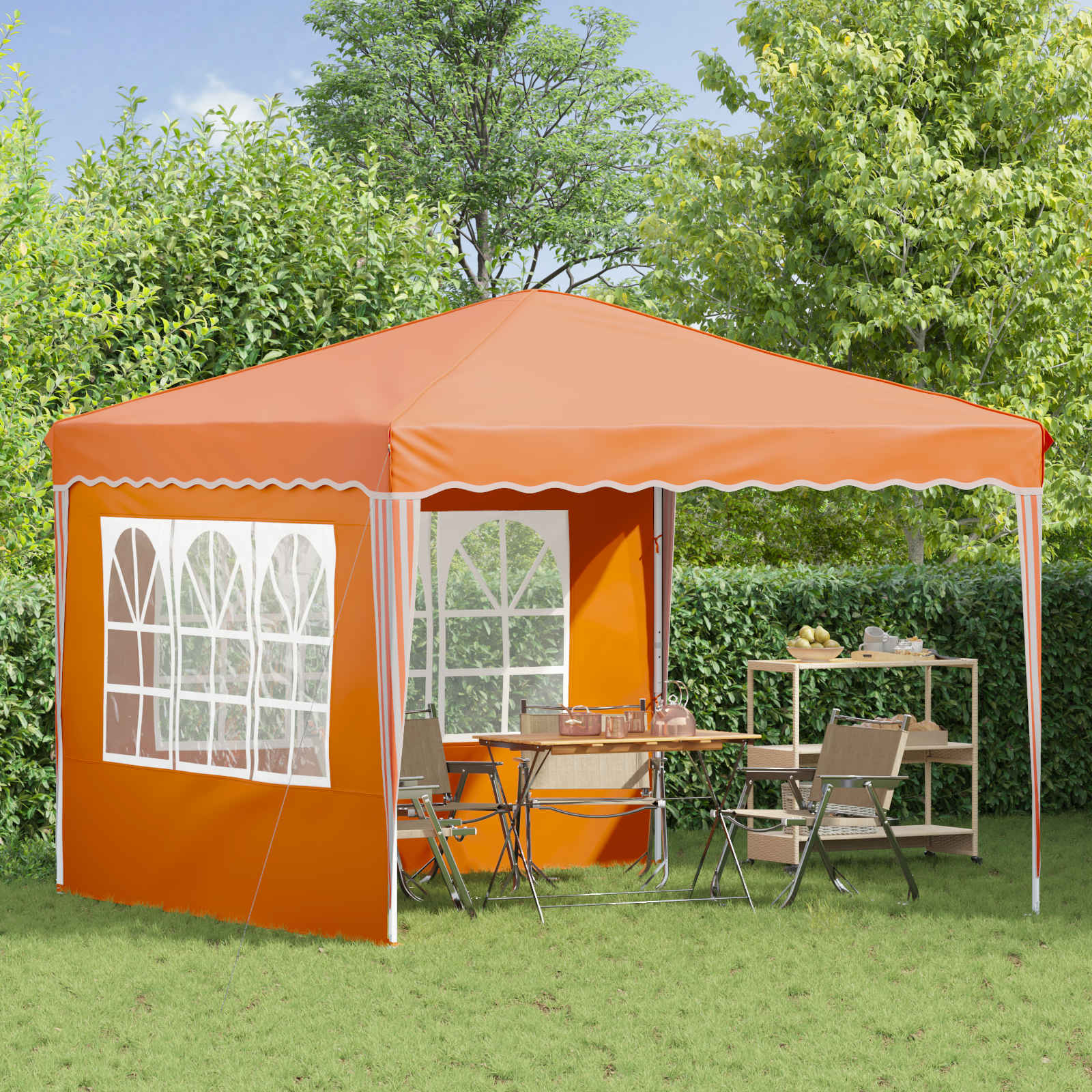 Pop-up partytent 288 x 288 x 245 cm Oranje Oxford Stof