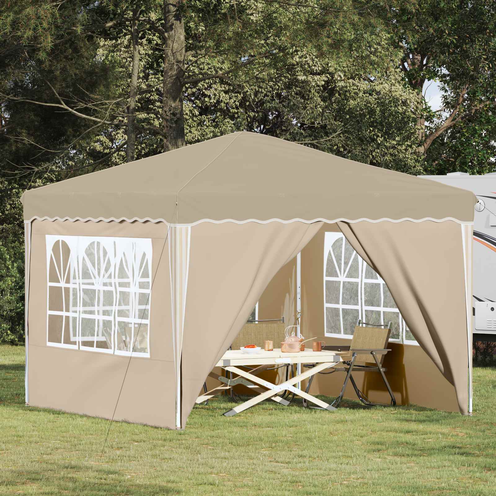 Pop-up partytent 288 x 288 x 245 cm Crèmekleurig Oxford Stof